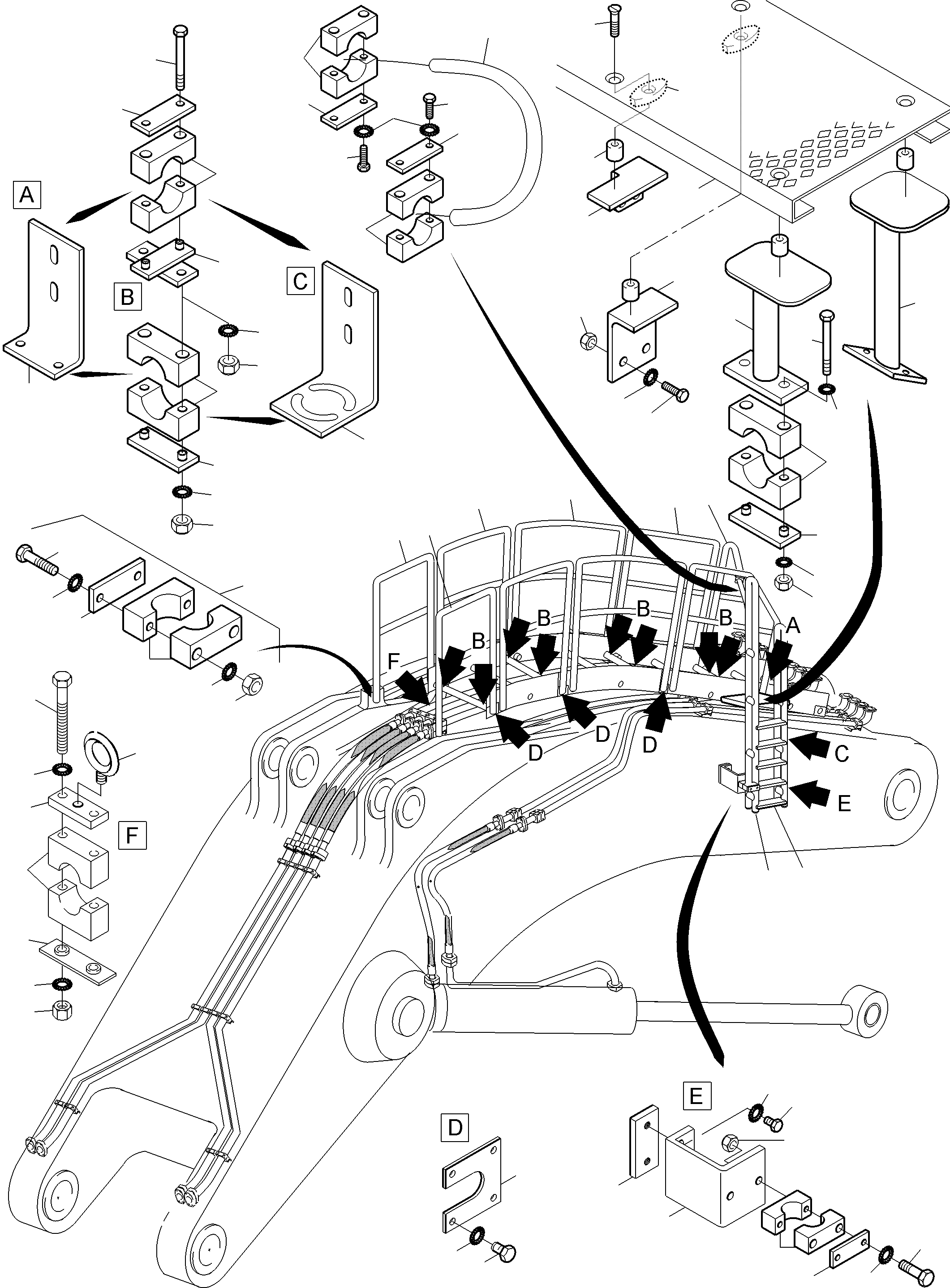 Komatsu parts book diagram for PC5500-6 S/N 15182: LADDER BOOM BHE 11,0M