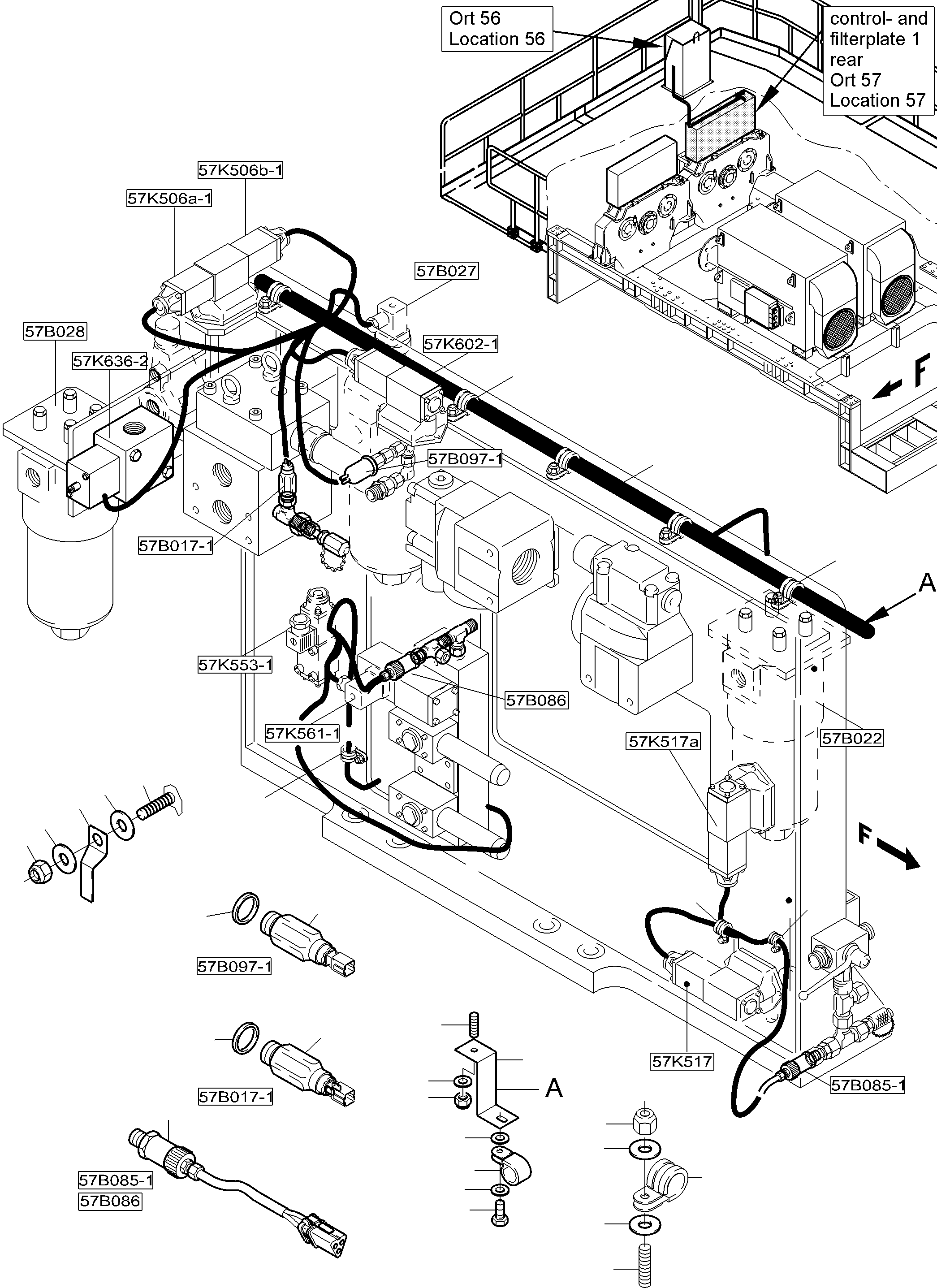 Komatsu parts book diagram for PC5500-6 S/N 15182: CONTROL- AND FILTER PLATES, ELECTRICS