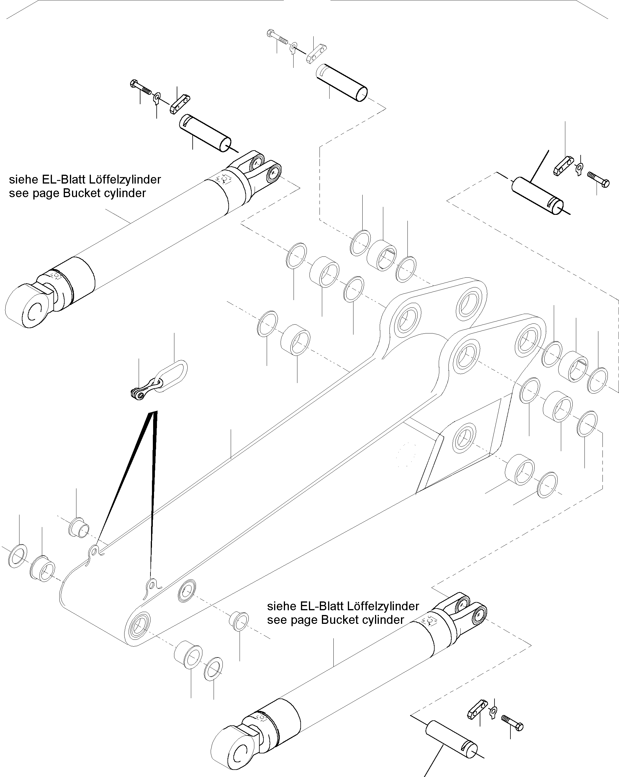 Komatsu parts book diagram for PC5500-6 S/N 15182: BACKHOE  STICK 5,1 M