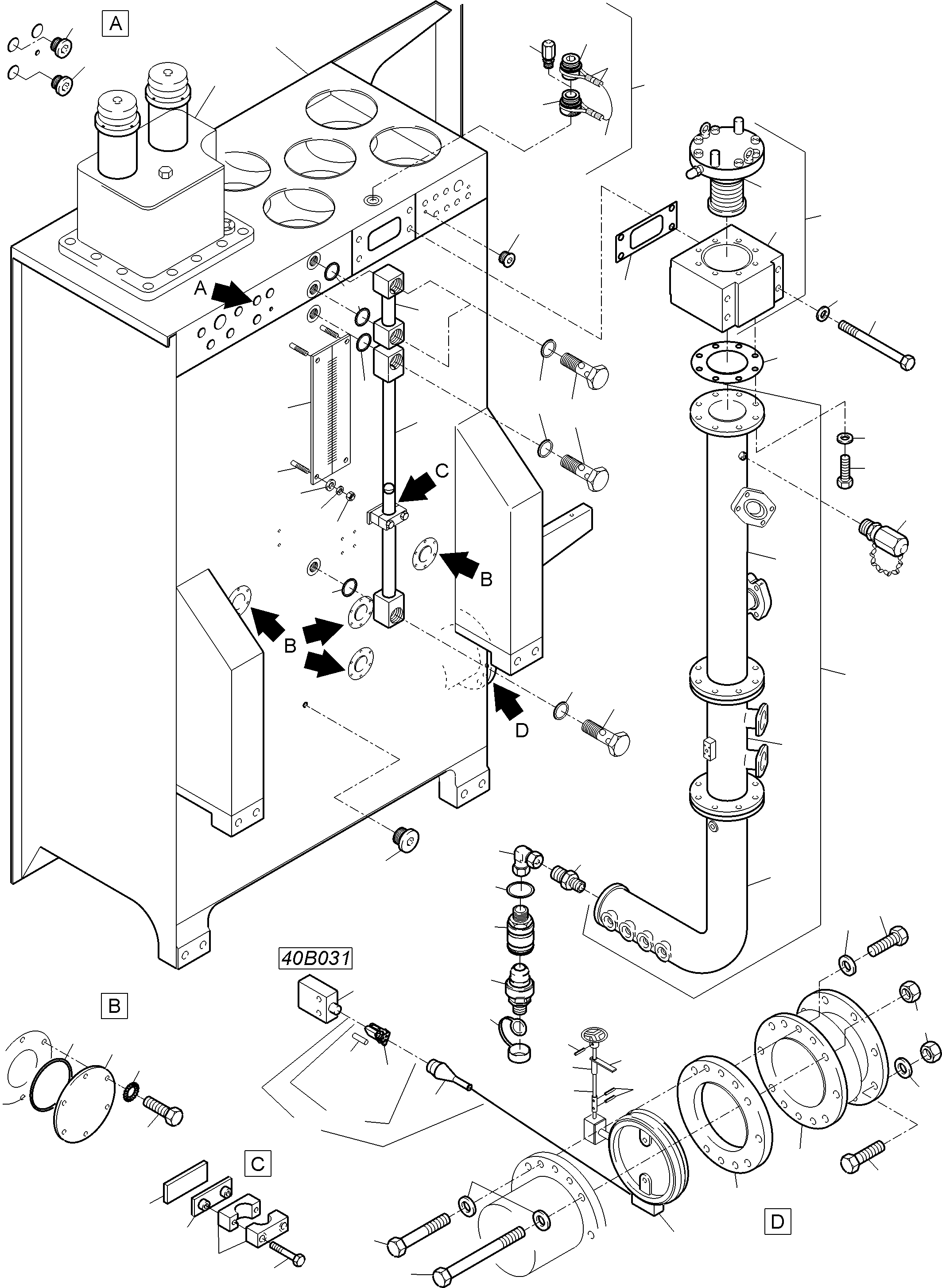 Komatsu parts book diagram for PC5500-6 S/N 15182: MAIN OIL TANK