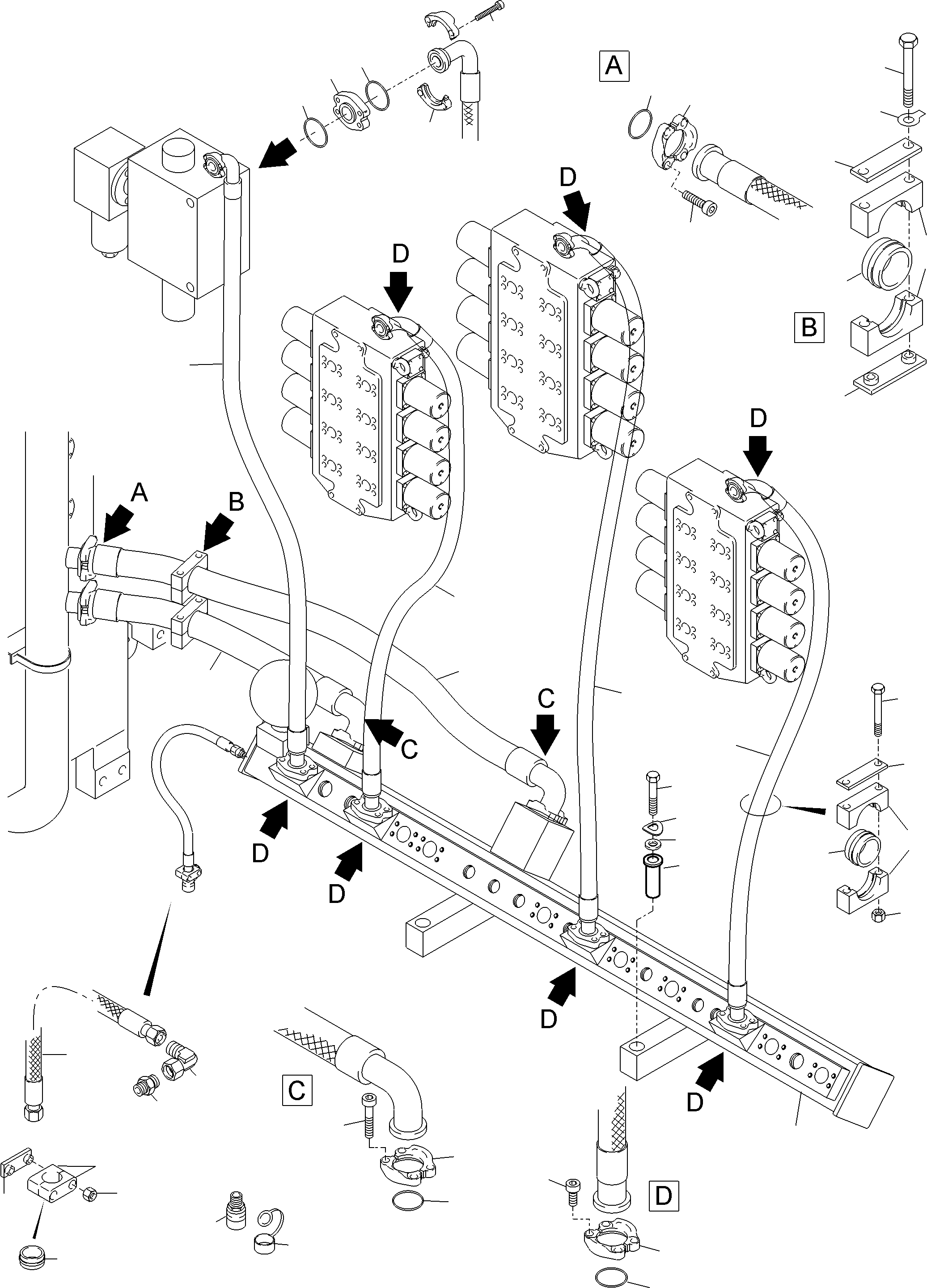 Komatsu parts book diagram for PC5500-6 S/N 15182: RETURN LINES, CONTROLBLOCKS