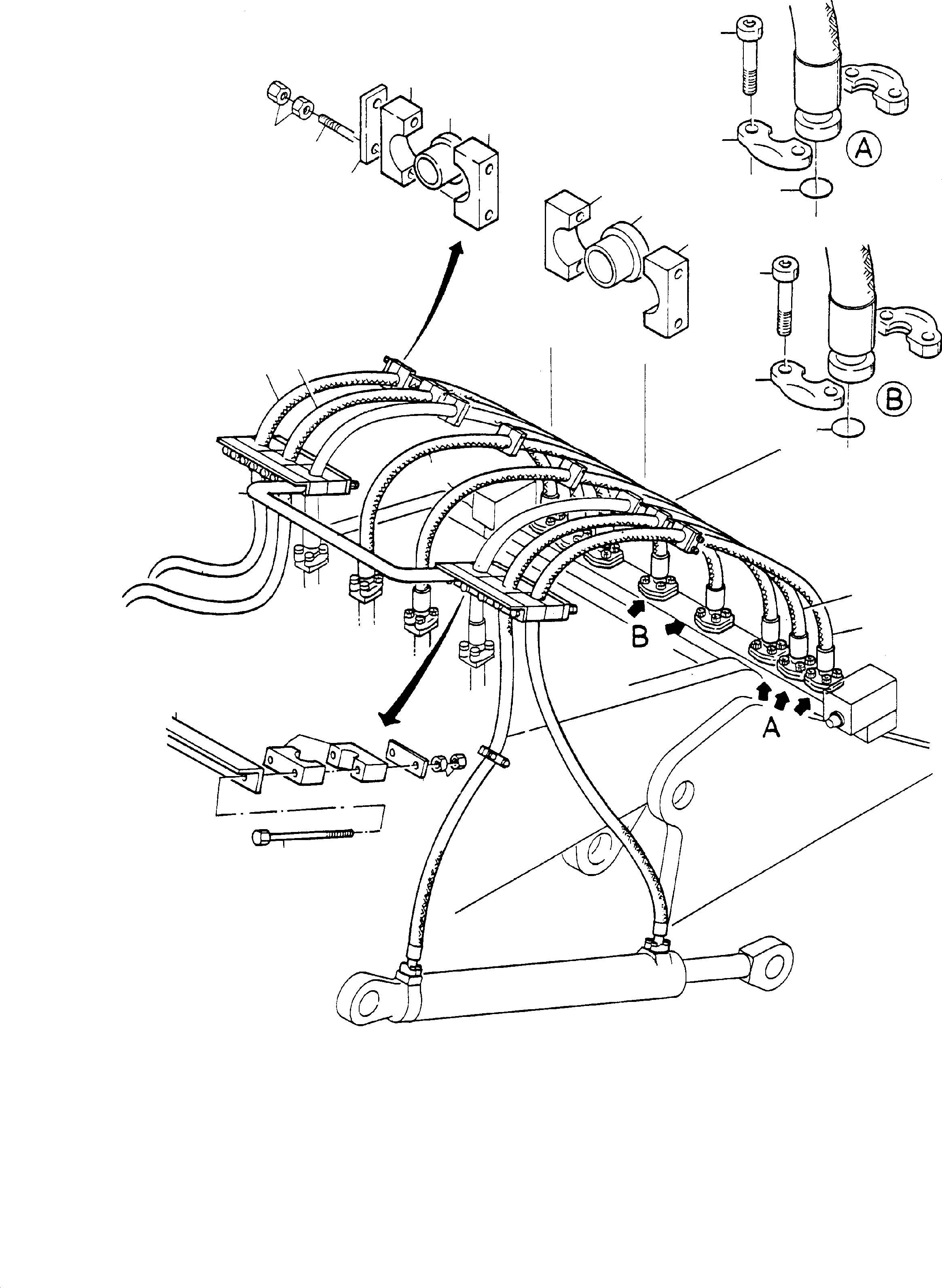 Komatsu parts book diagram for H65 26051: LINES - MANIFOLD - BASIC BOOM