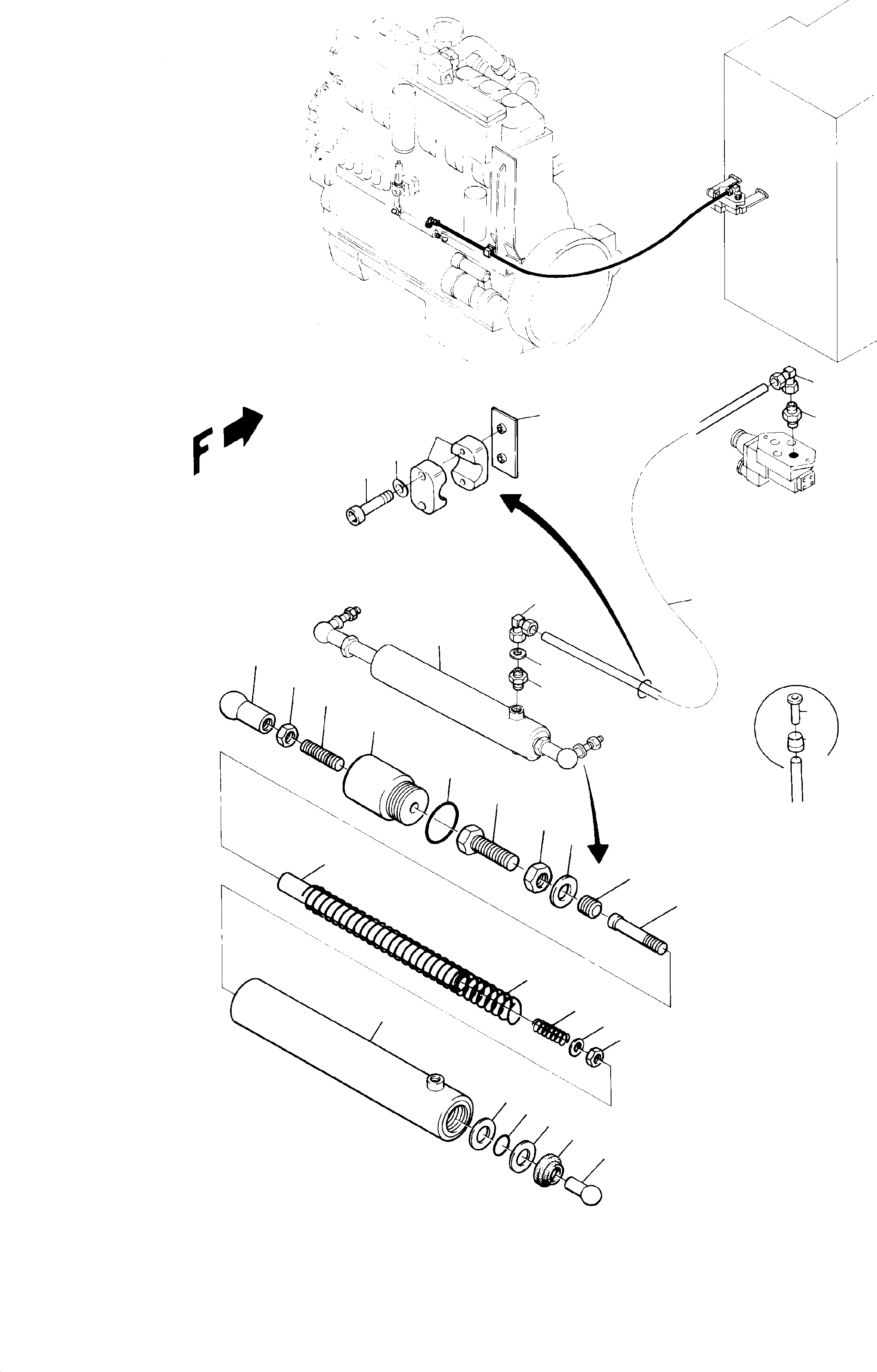 Komatsu parts book diagram for H65 26051: SPEED CONTROL CABLE AND ADJUSTING CYLINDER