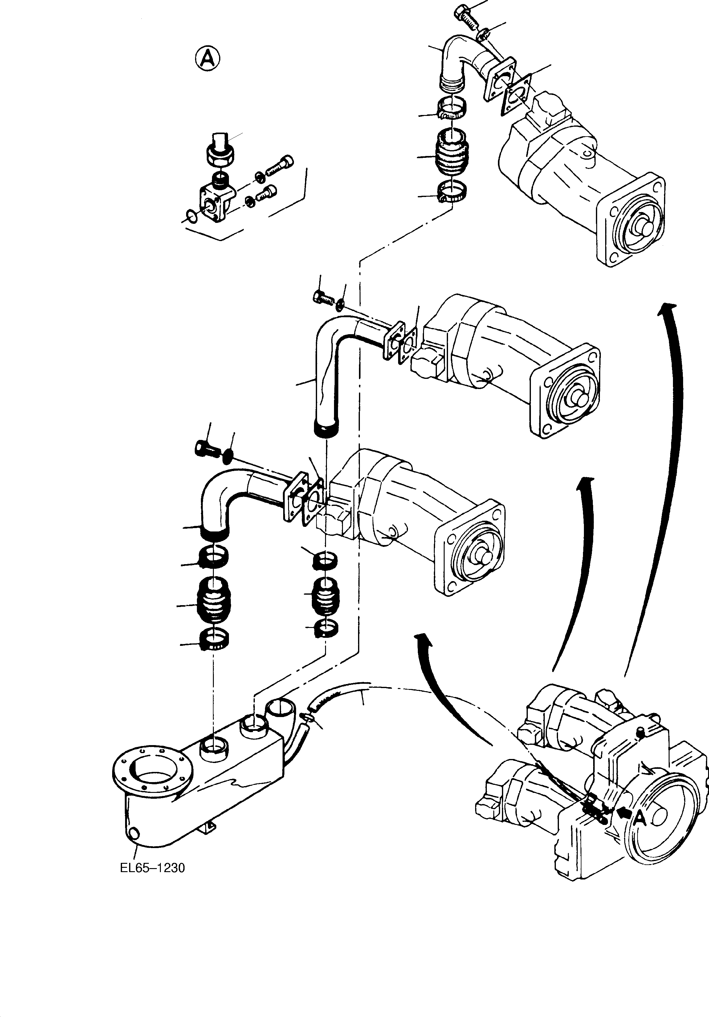 Komatsu parts book diagram for H65 26051: SUCTION LINES