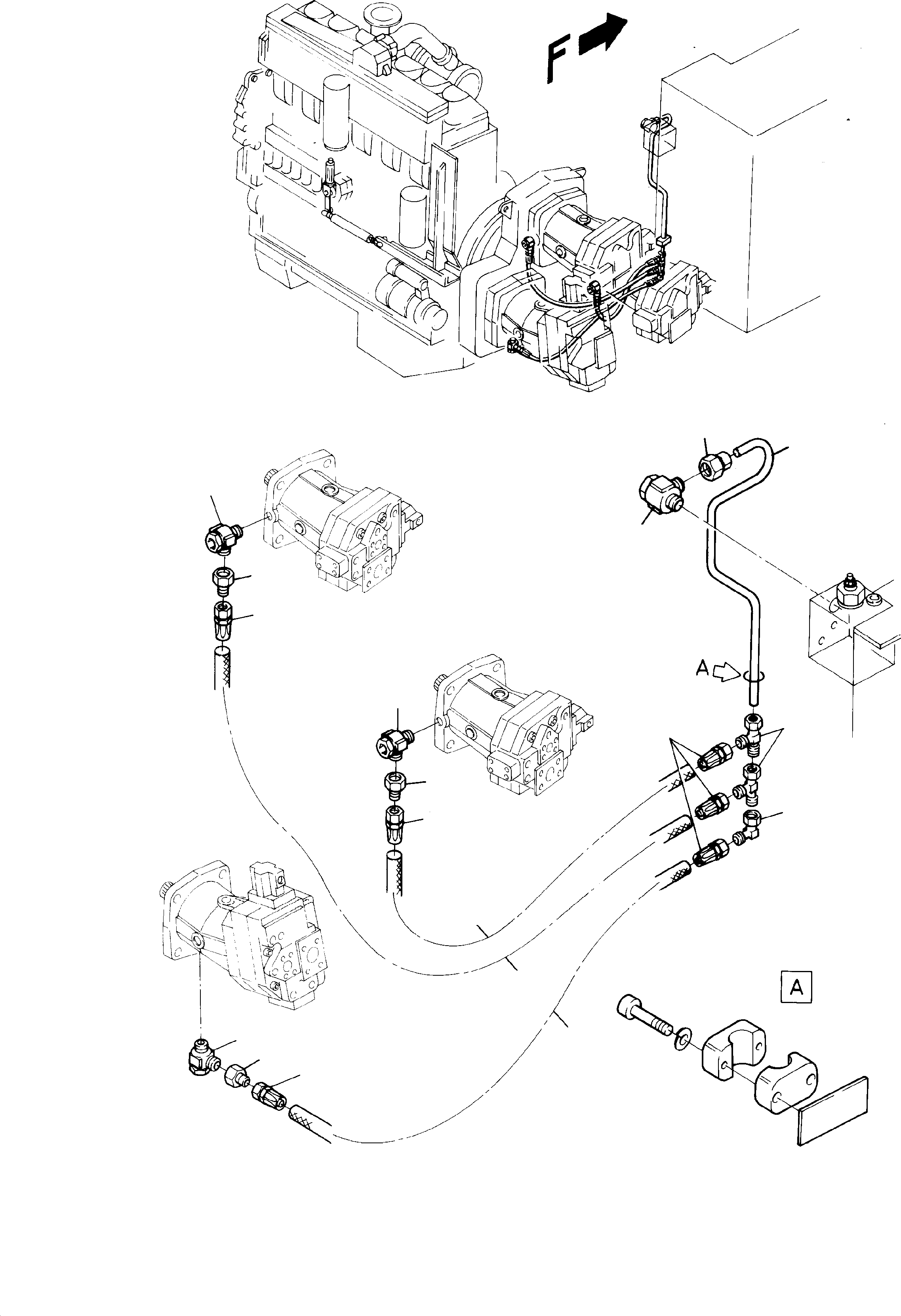 Komatsu parts book diagram for H65 26051: LUBE LINES PUMP BEARING