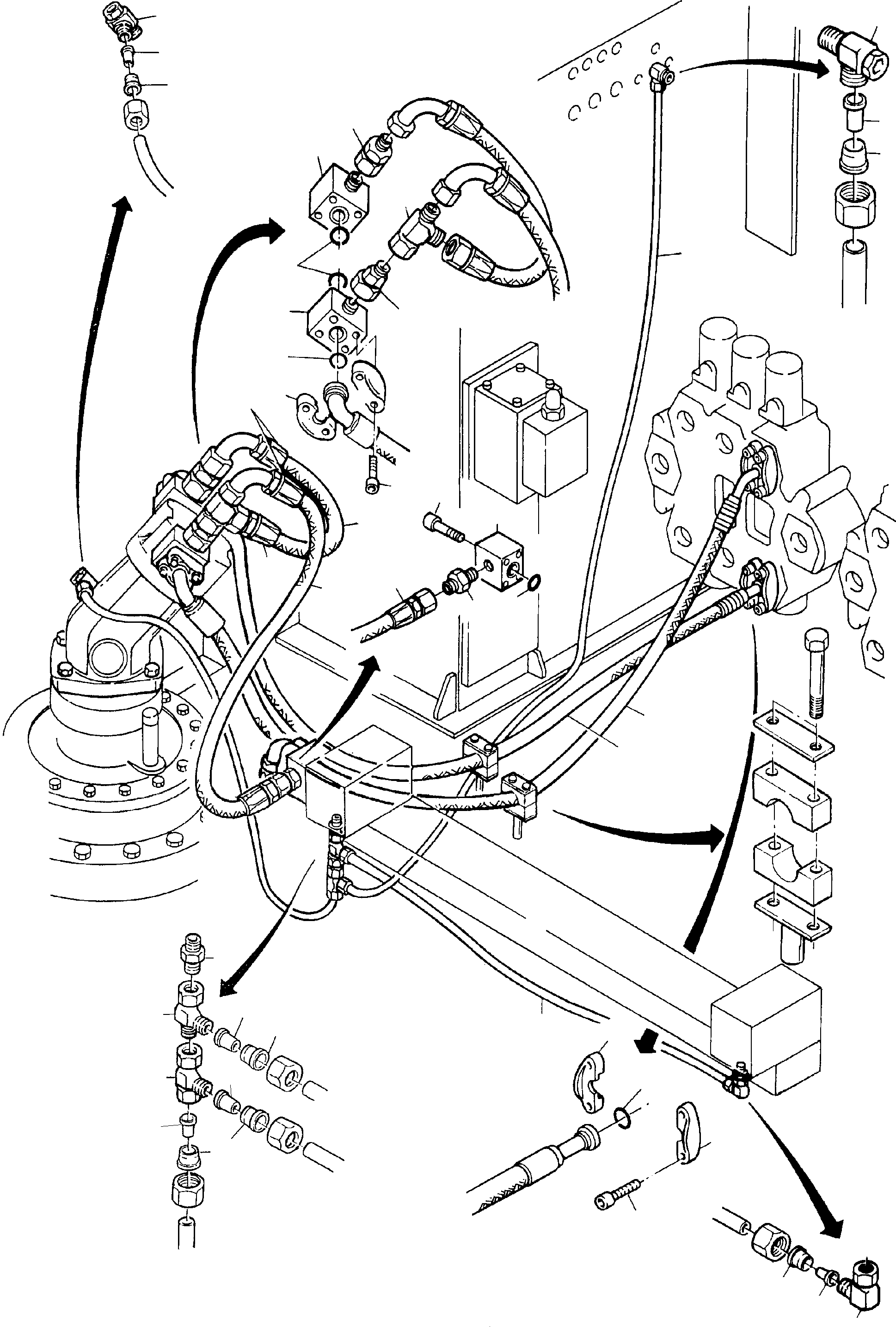 Komatsu parts book diagram for H65 26051: LINES, CONTROL BLOCKS- SLEW GEAR