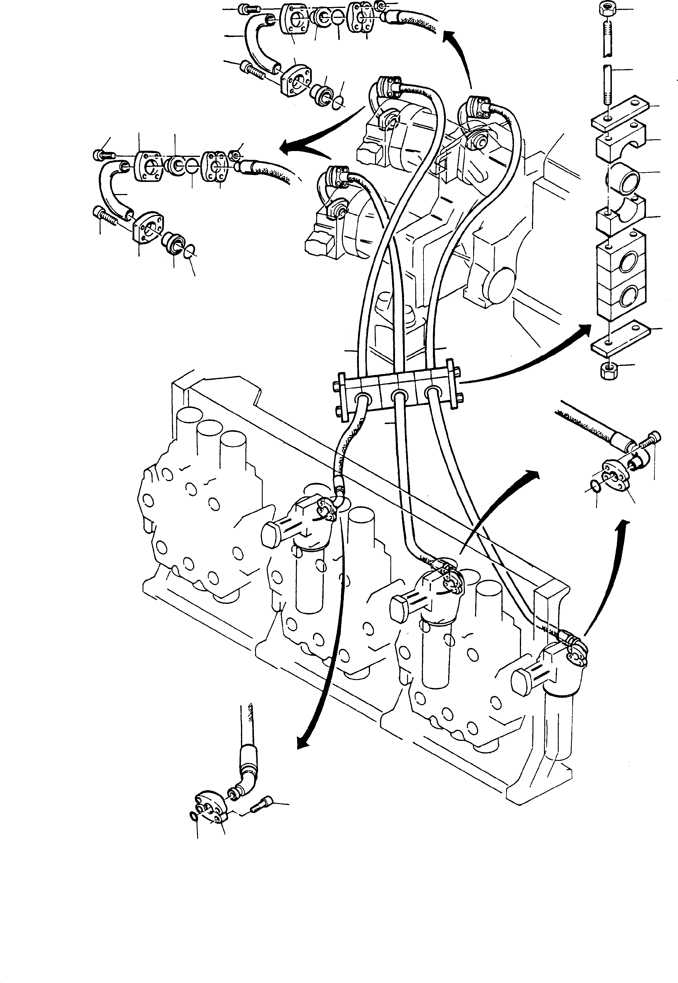Komatsu parts book diagram for H65 26051: LINES - CONTROL BLOCKS- H.P. FILTER - PUMPS