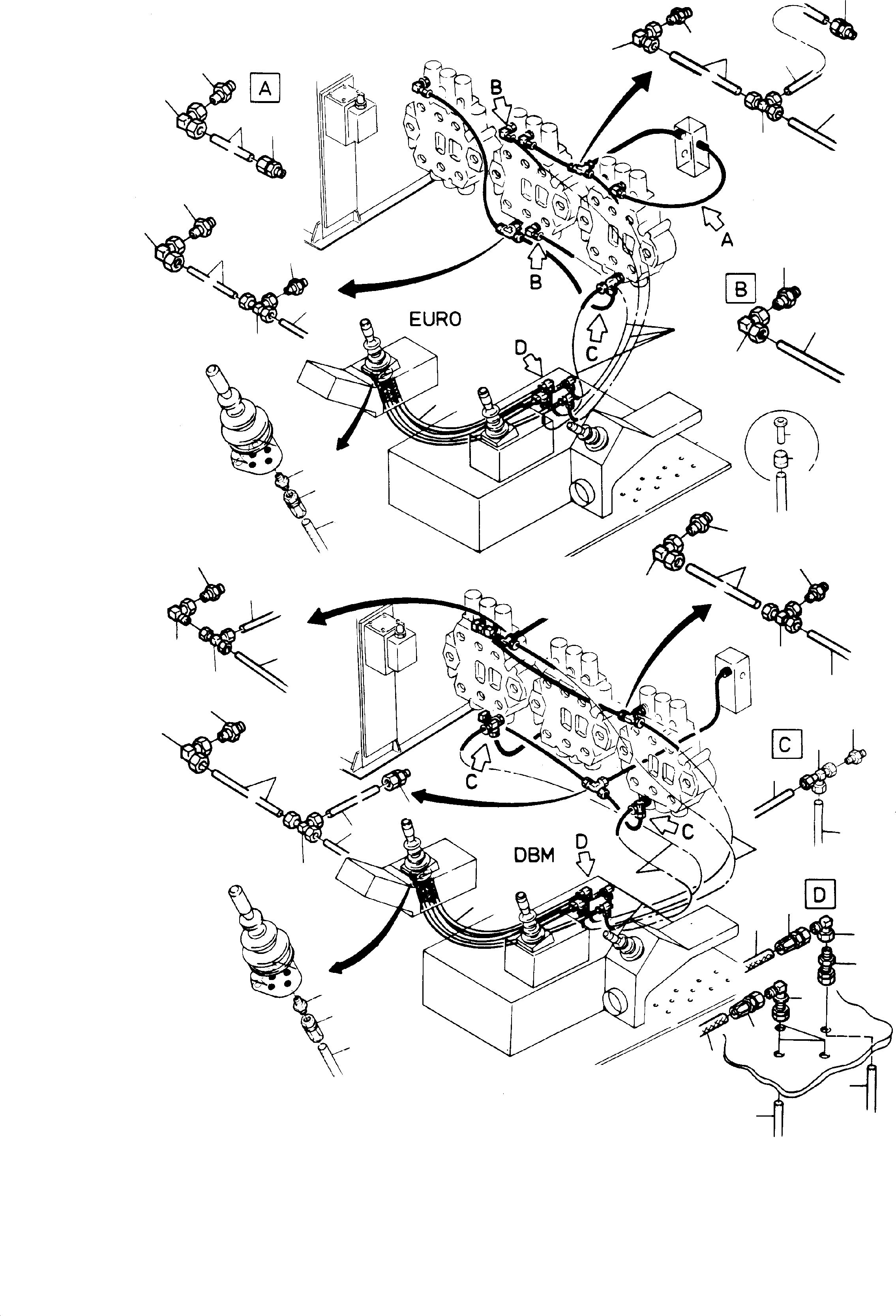 Komatsu parts book diagram for H65 26051: CONTROL LINES - PILOTOIL UNIT, R.H.