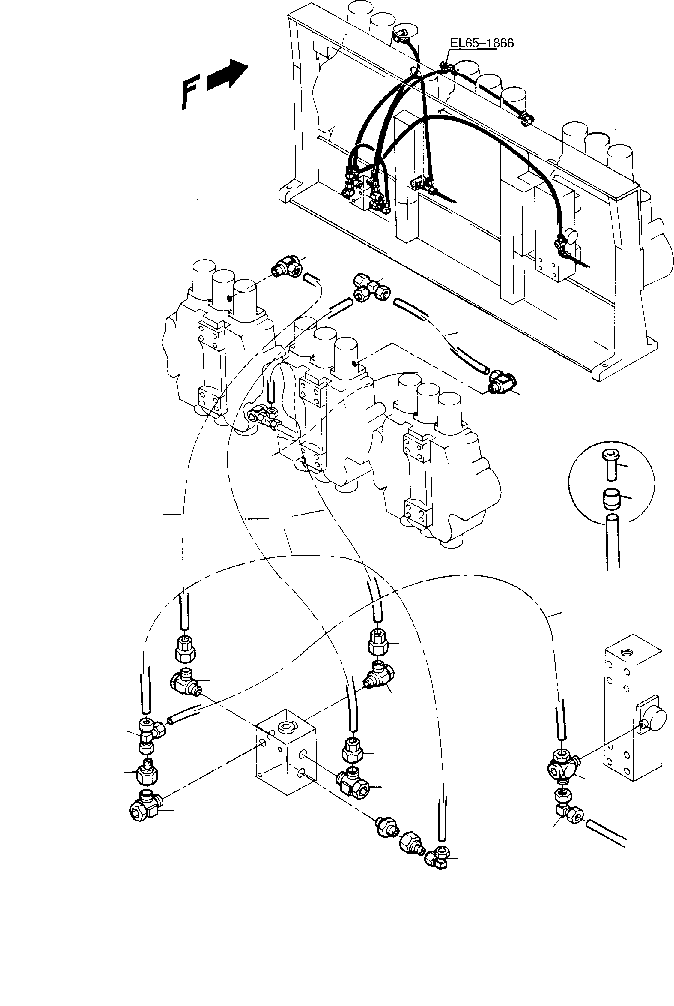 Komatsu parts book diagram for H65 26051: CONTROL LINES