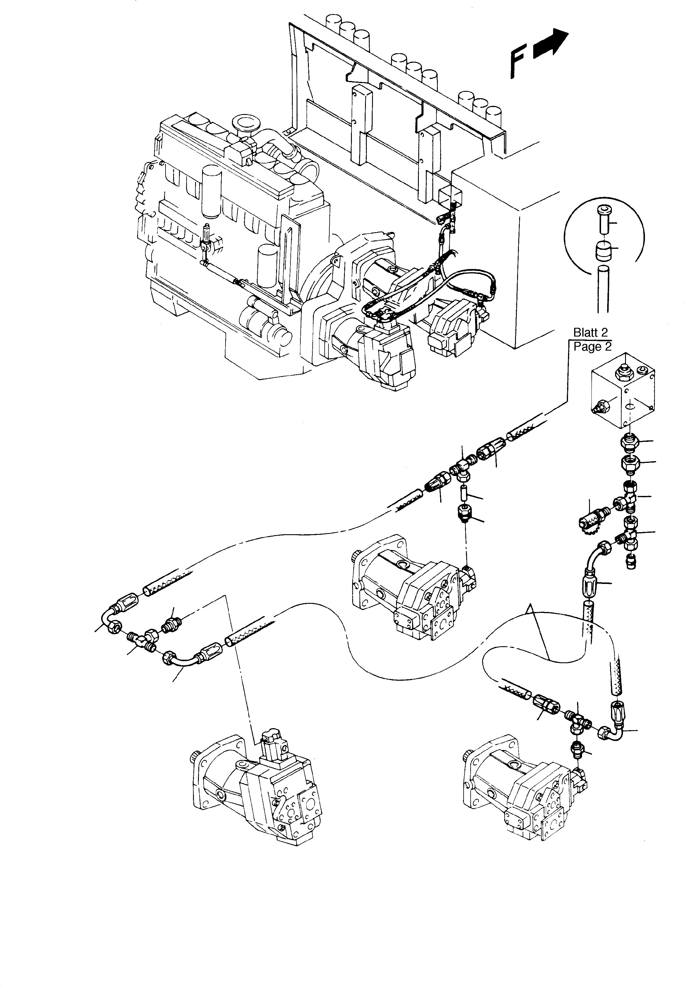 Komatsu parts book diagram for H65 26051: CONTROL LINES - CONTROL BLOCKS - LOAD LIMIT. VALVE - PUMPS