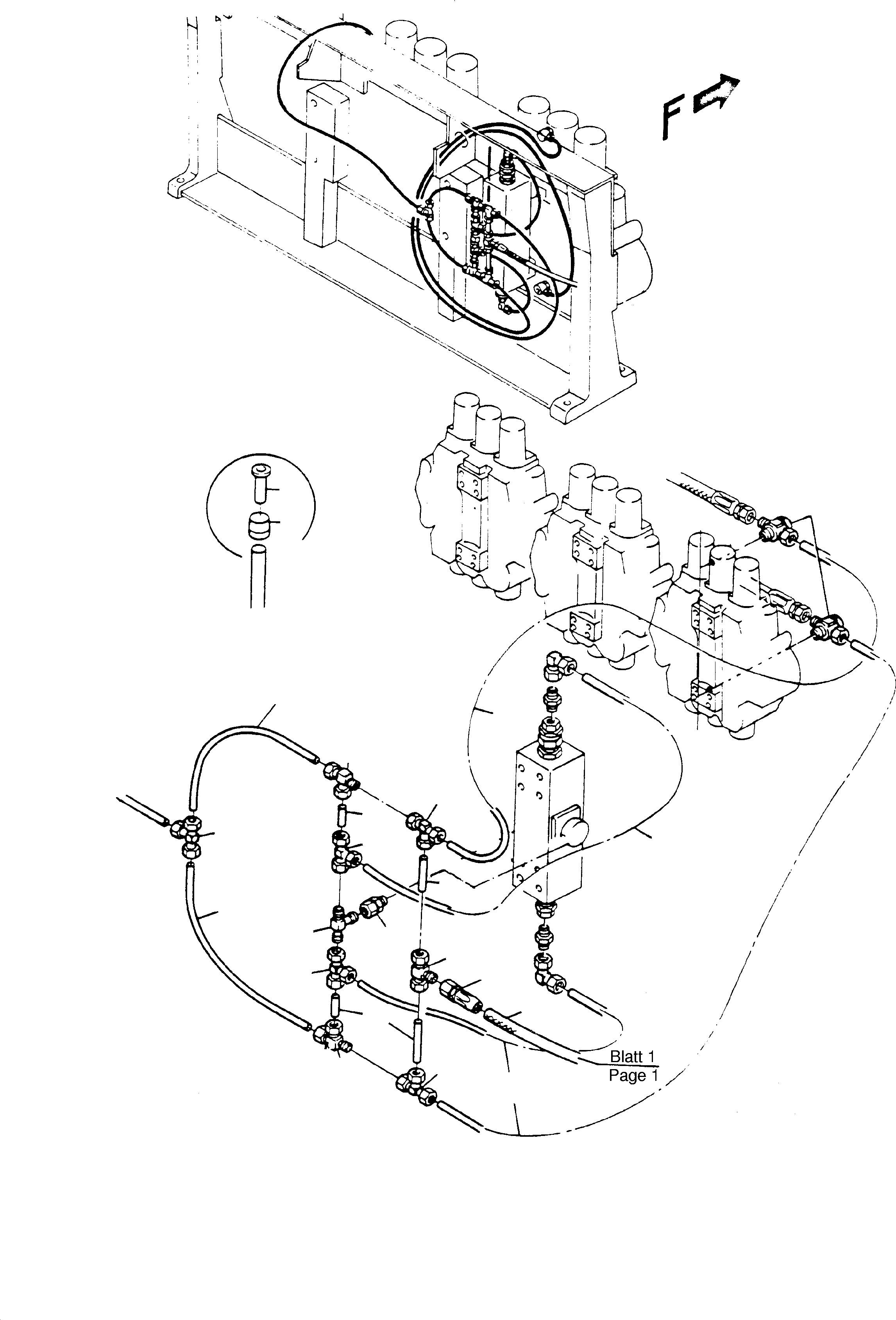 Komatsu parts book diagram for H65 26051: CONTROL LINES - CONTROL BLOCKS - LOAD LIMIT. VALVE - PUMPS