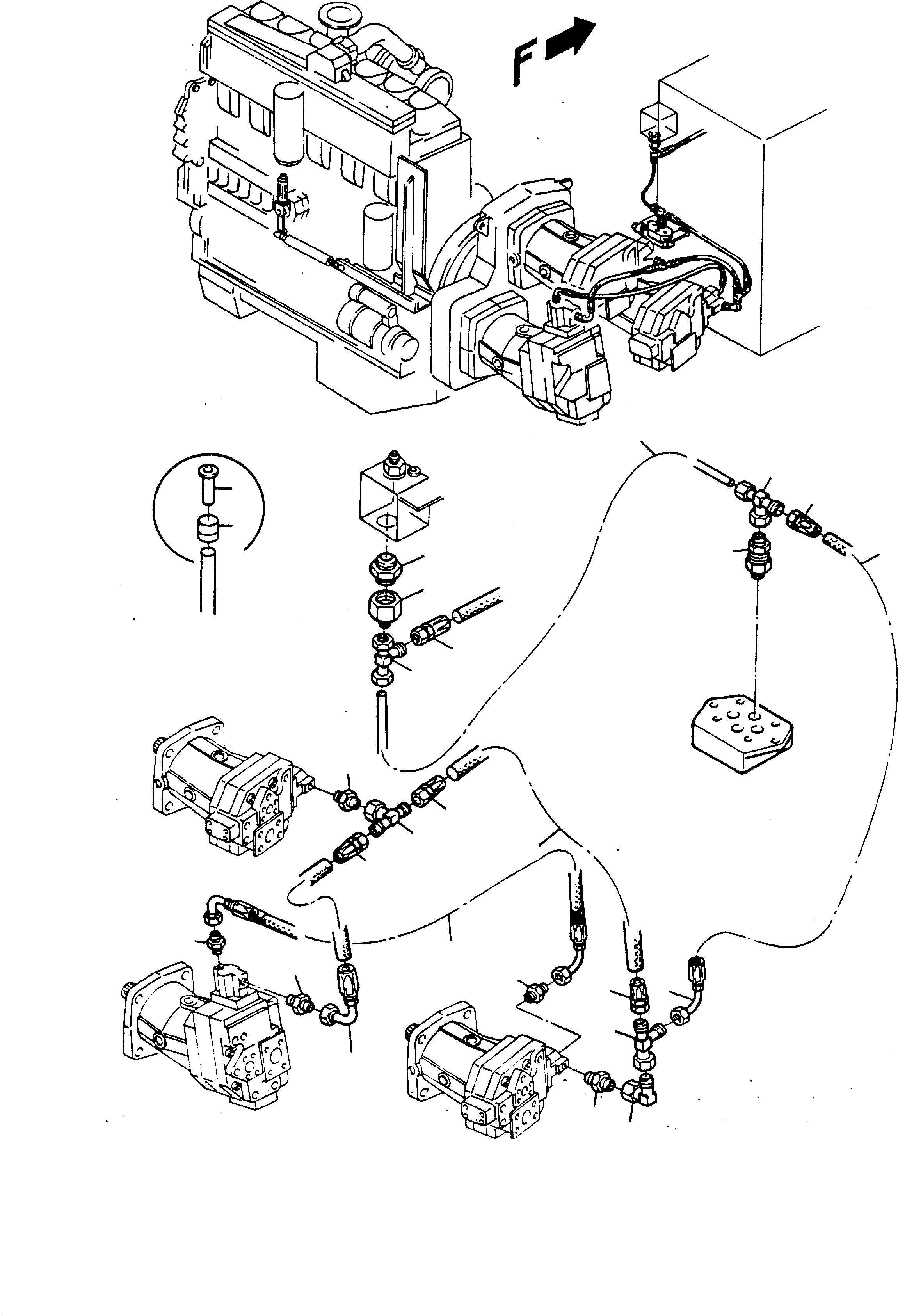 Komatsu parts book diagram for H65 26051: CONTROL LINES - LOAD LIMITATION VALVE - PUMPS