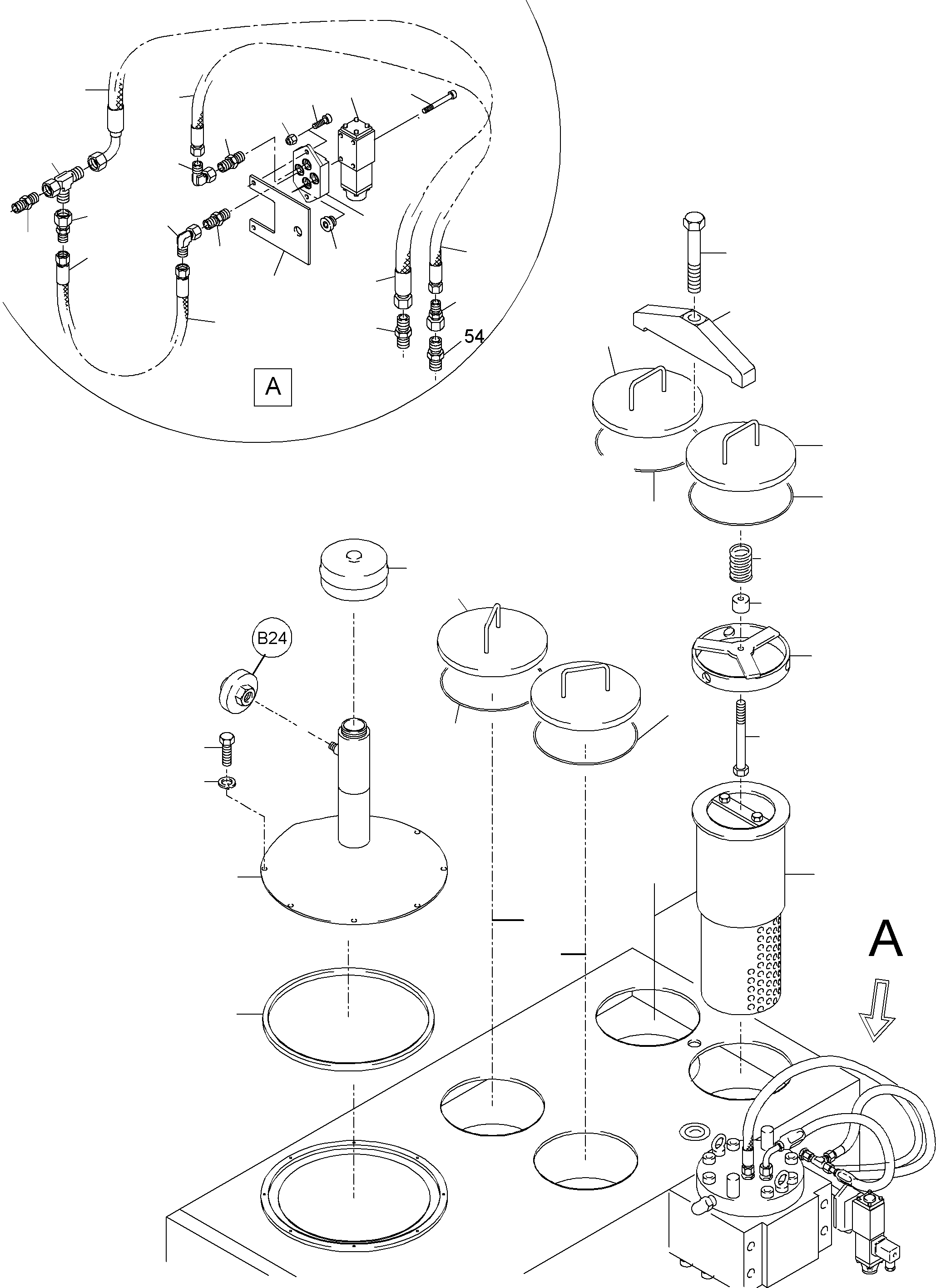 Komatsu parts book diagram for PC3000-6 S/N 46151: MAIN OIL TANK