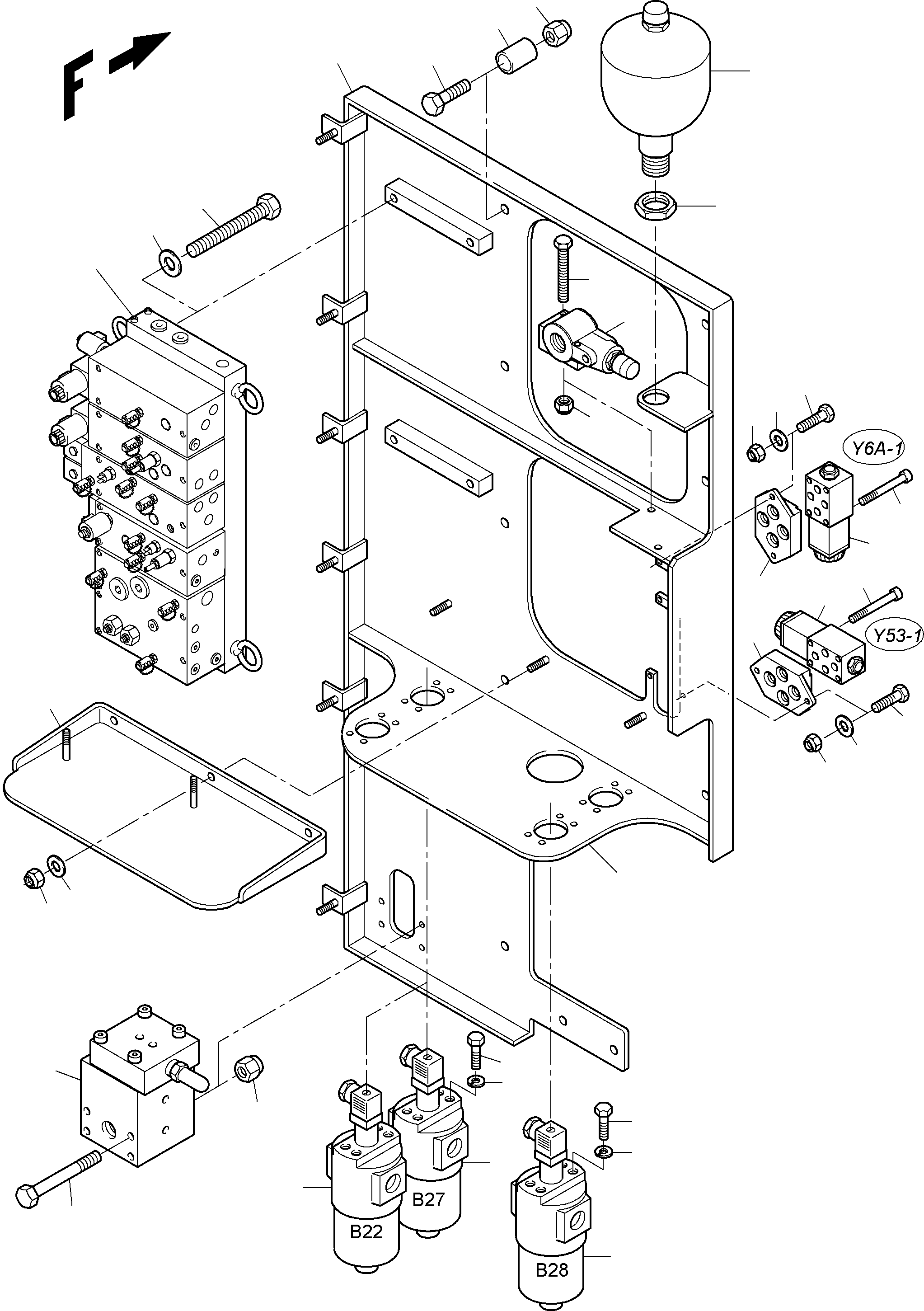 Komatsu parts book diagram for PC3000-6 S/N 46151: CONTROL- AND FILTER PLATE