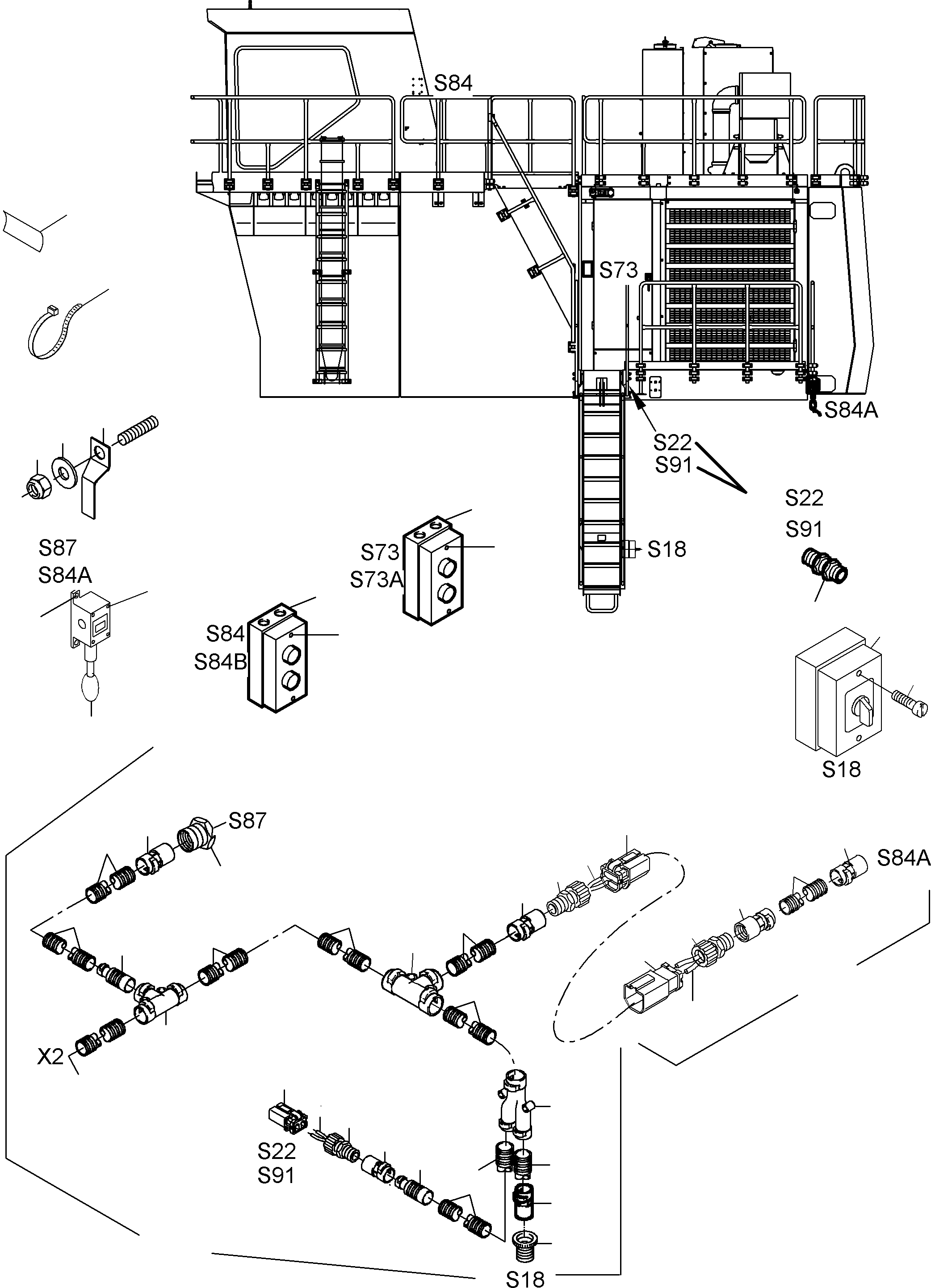 Komatsu parts book diagram for PC3000-6 S/N 46151: ELECTRIC PARTS - LADDER