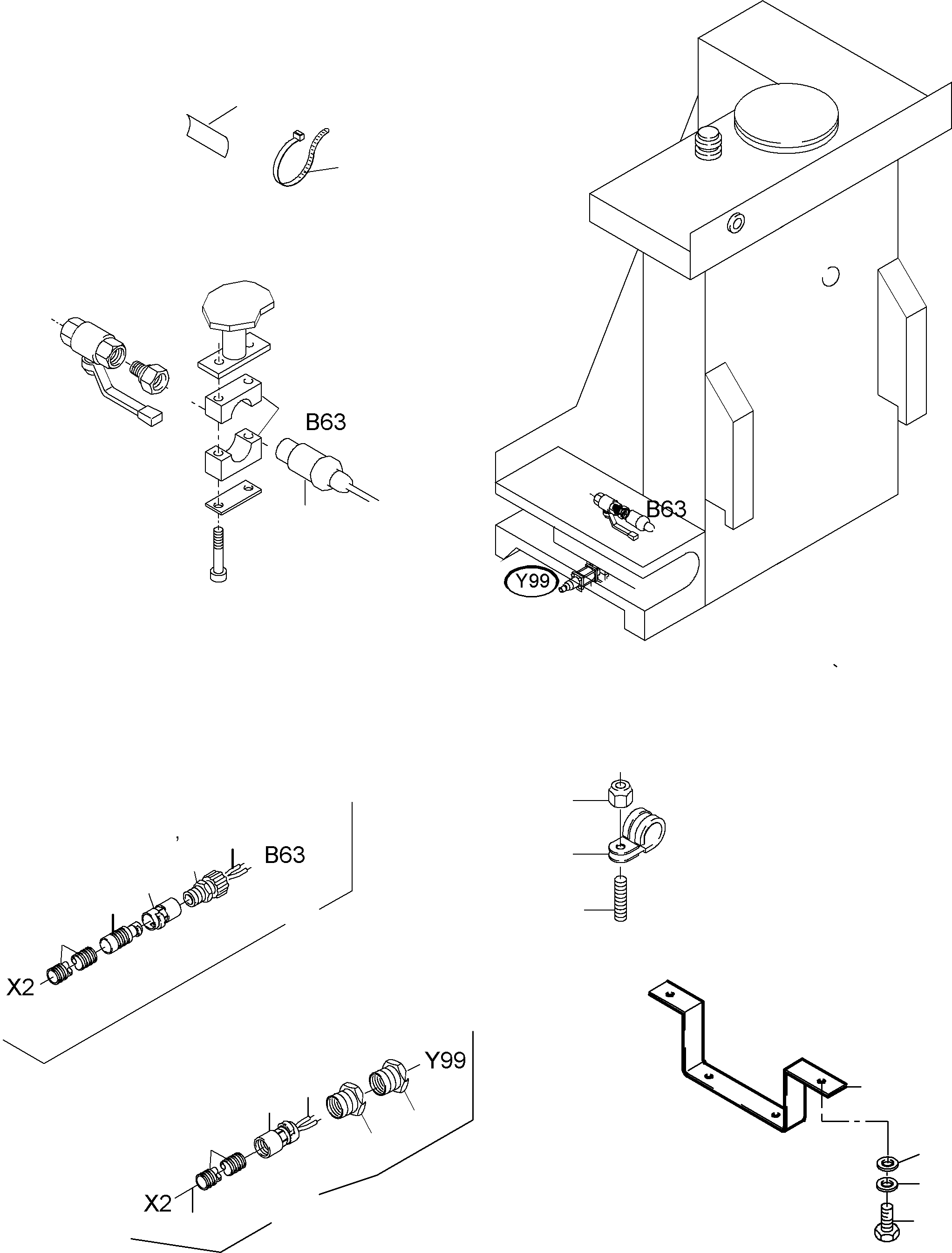 Komatsu parts book diagram for PC3000-6 S/N 46151: CABLES - TANK SENSOR - CHECK VALVE