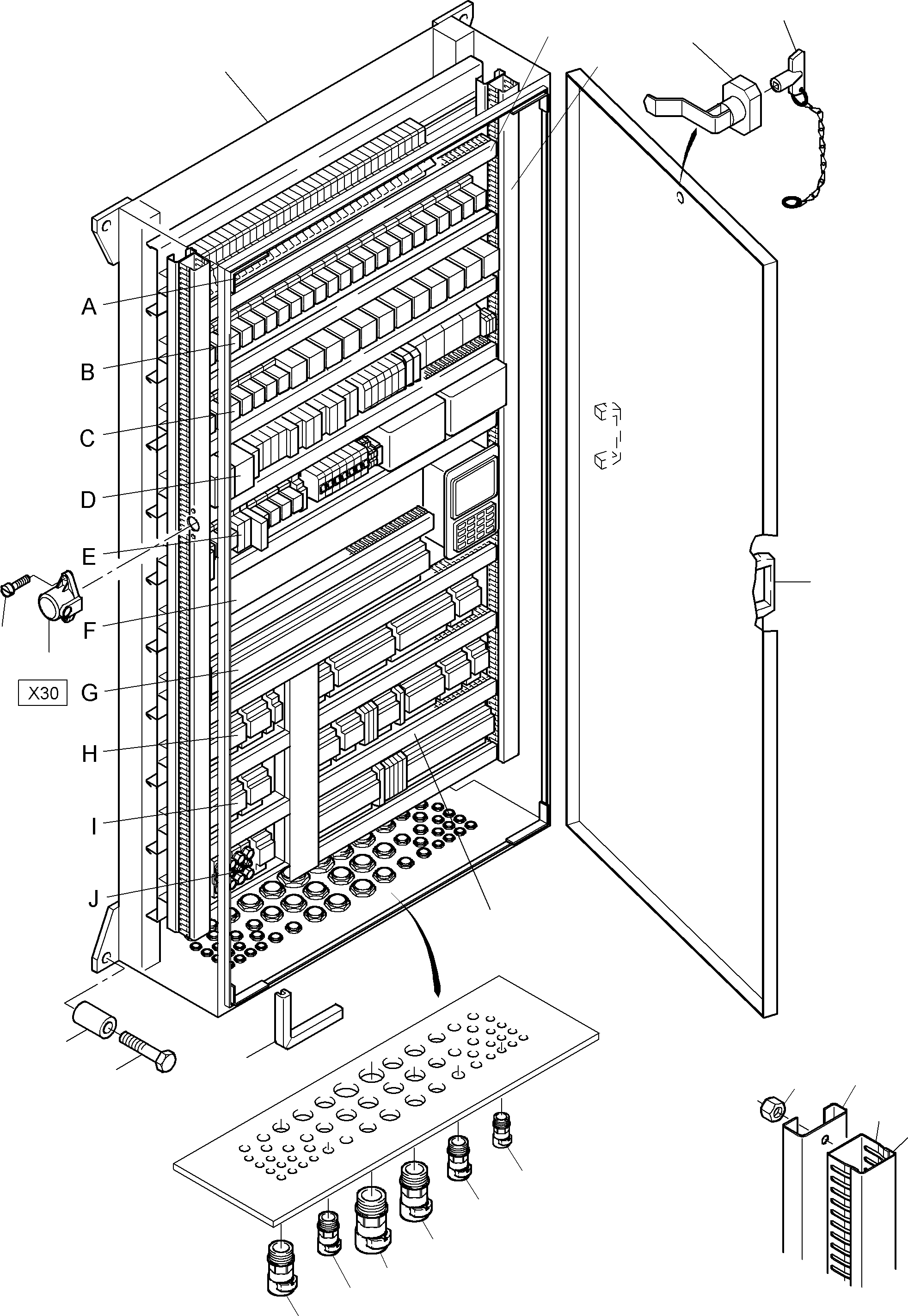 Komatsu parts book diagram for PC3000-6 S/N 46151: MAIN SWITCH BOX IN CAB SUPPORT