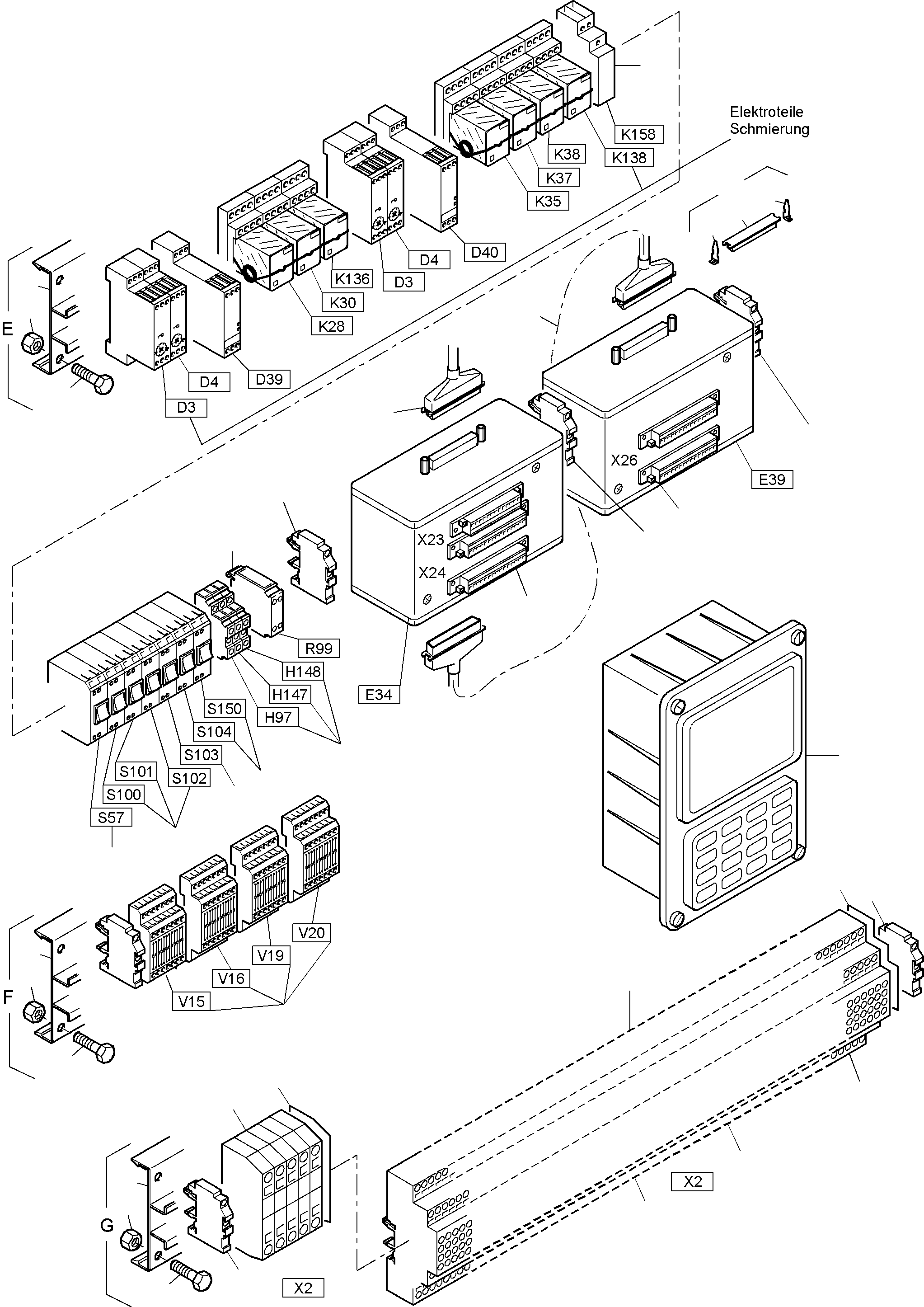 Komatsu parts book diagram for PC3000-6 S/N 46151: MAIN SWITCH BOX IN CAB SUPPORT