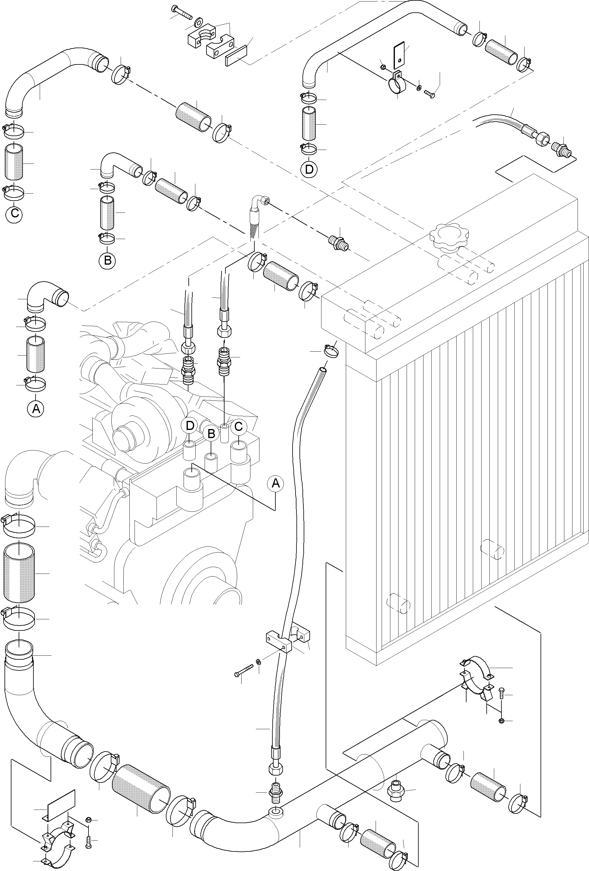 Komatsu parts book diagram for PC3000-6 S/N 46151: COOLANT LINES