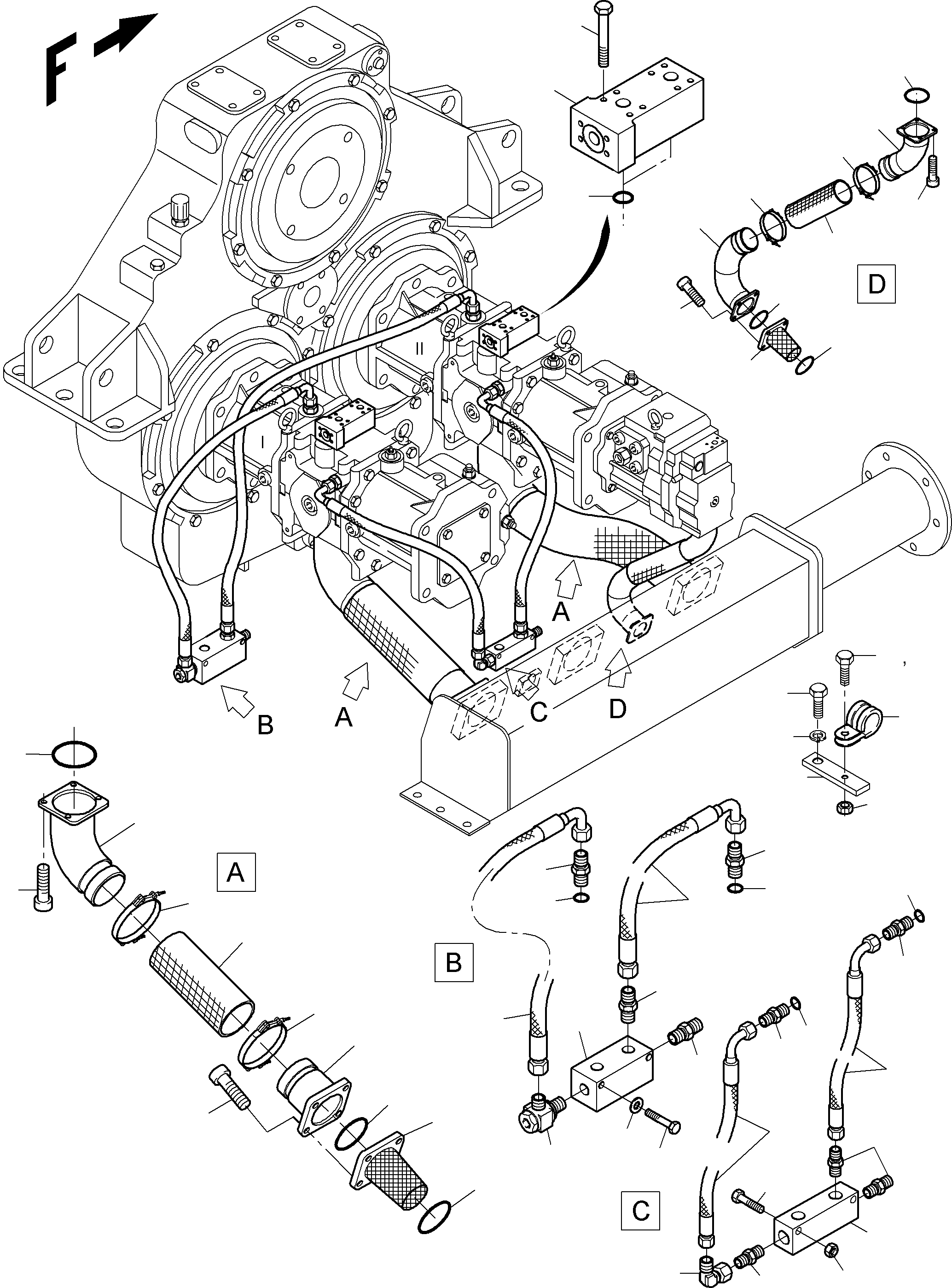 Komatsu parts book diagram for PC3000-6 S/N 46151: SUCTION LINES
