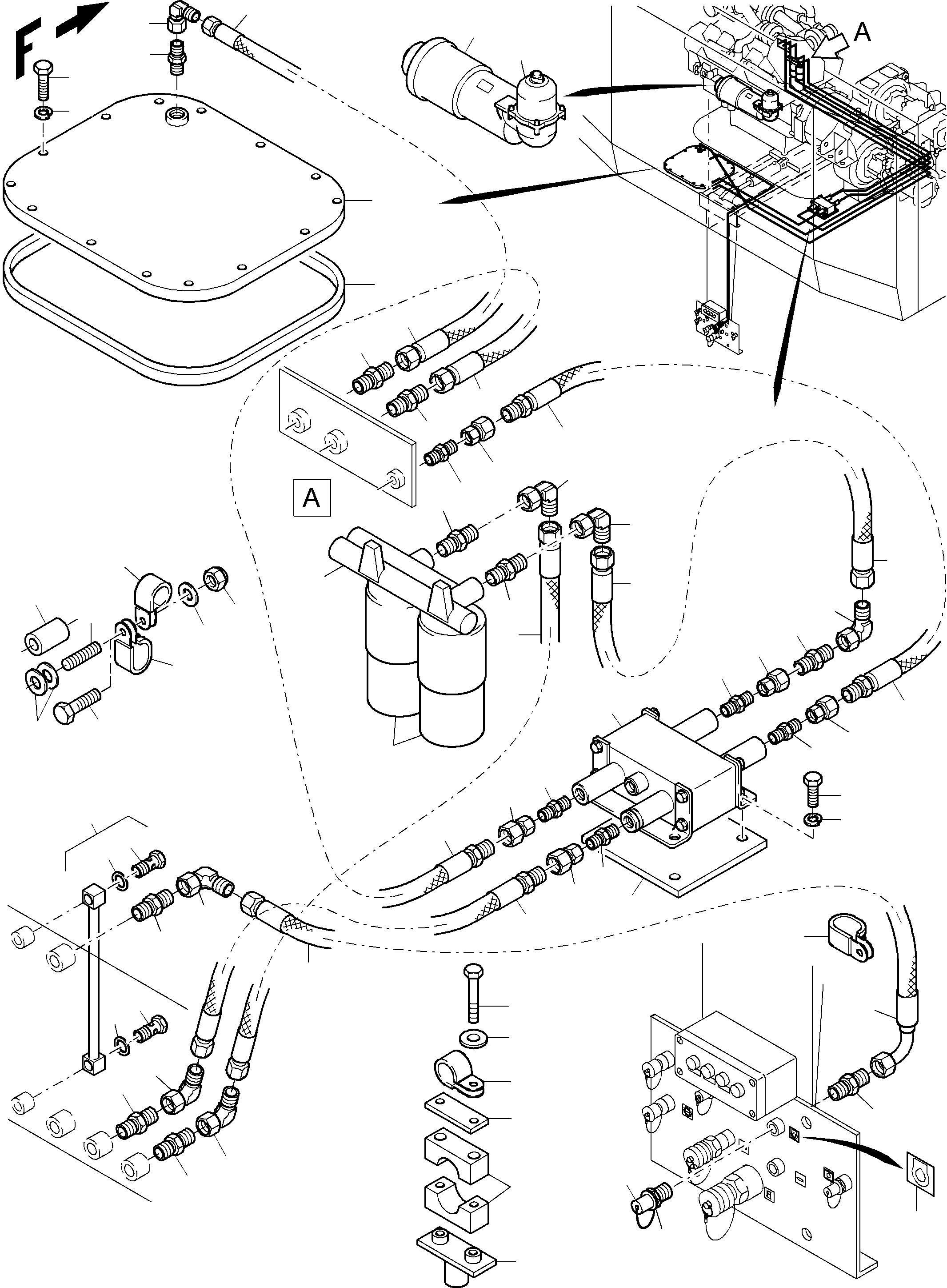 Komatsu parts book diagram for PC3000-6 S/N 46151: LINES FOR FEED PUMP - ENGINE OIL