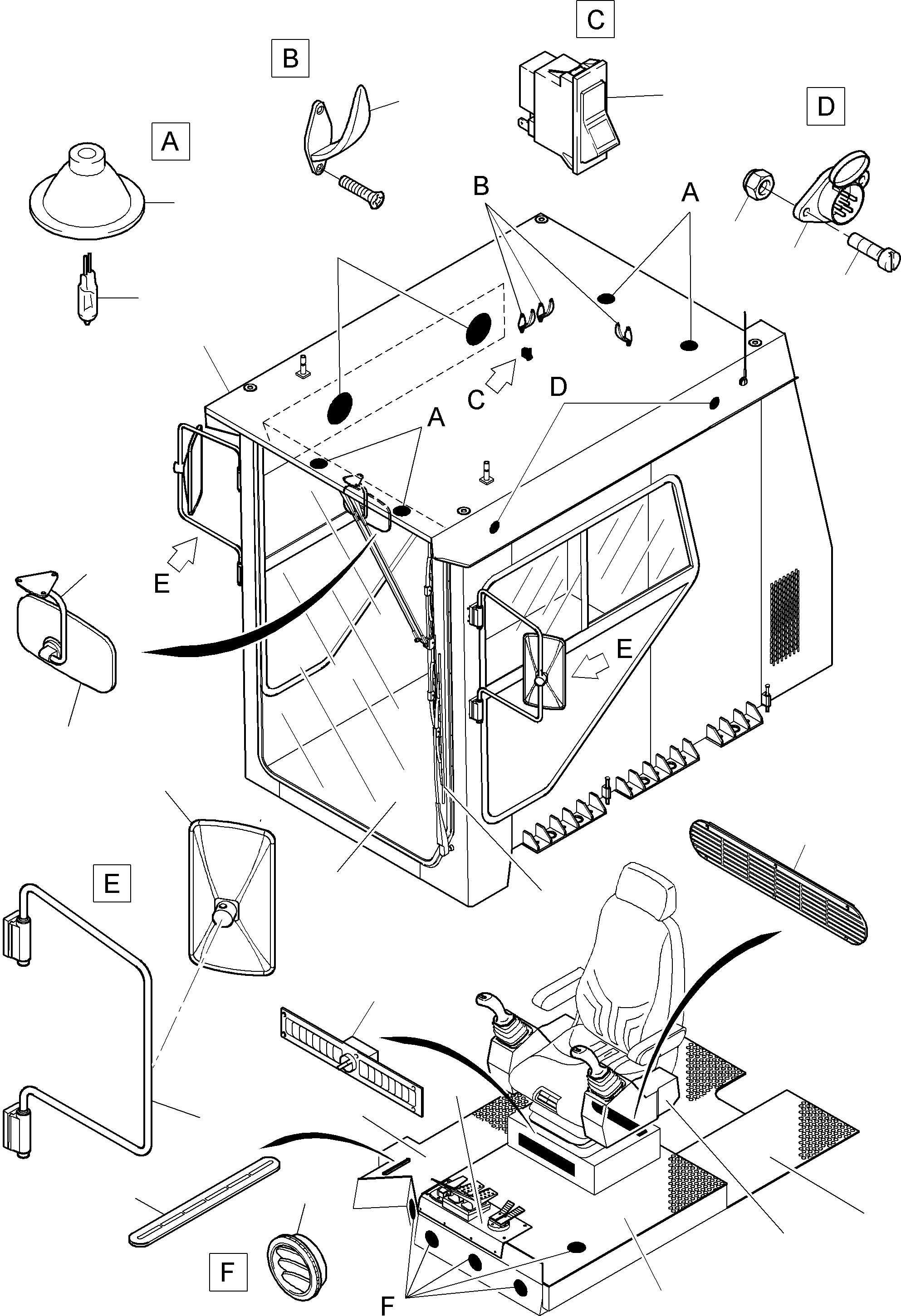 Komatsu parts book diagram for PC3000-6 S/N 46151: OPERATOR'S CAB