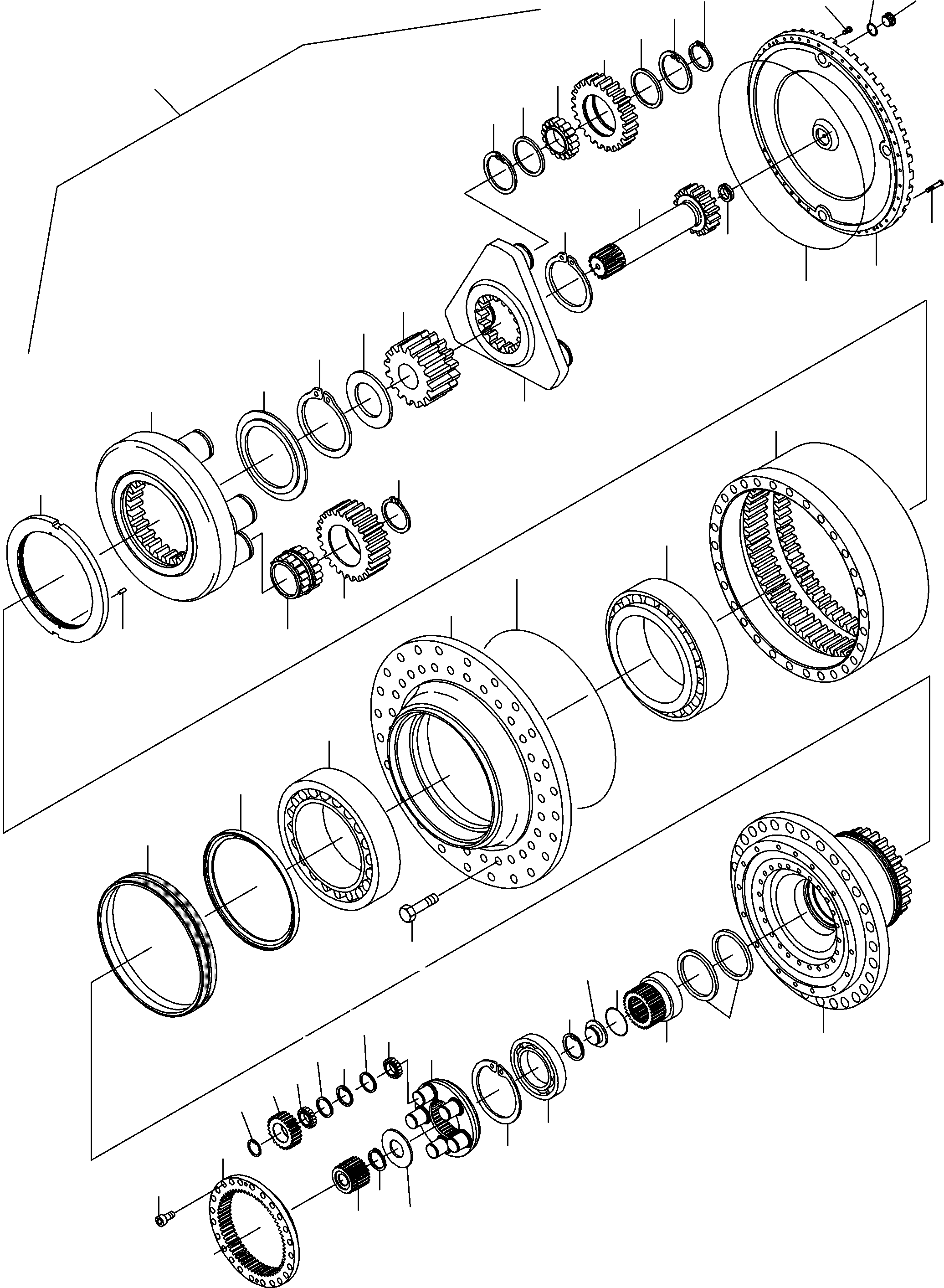 Komatsu parts book diagram for PC3000-6 S/N 46165: DRIVE GEAR BOX