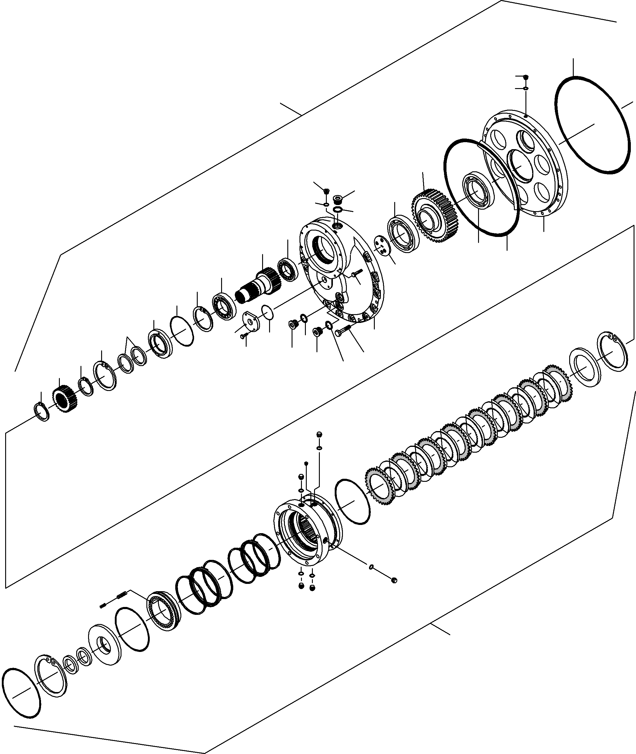 Komatsu parts book diagram for PC3000-6 S/N 46165: DRIVE GEAR BOX