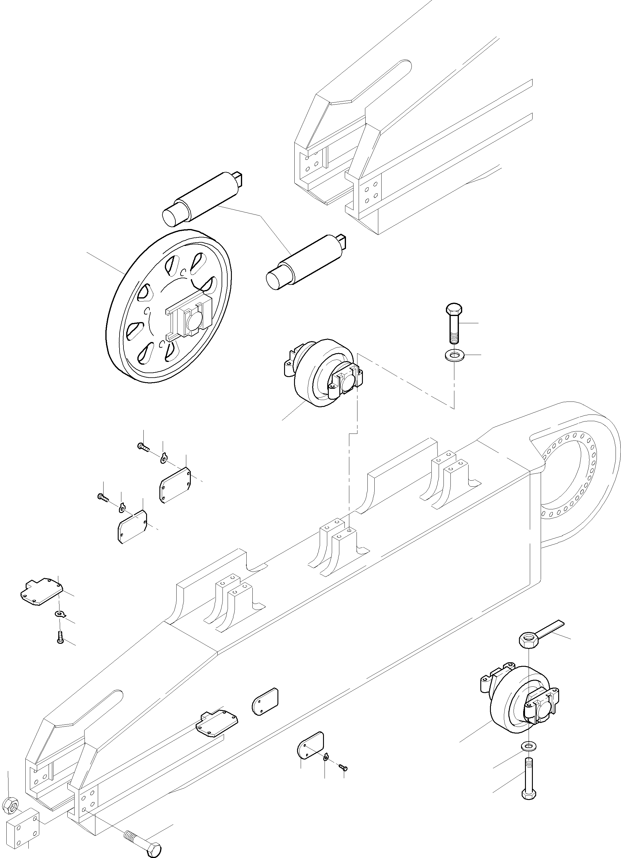 Komatsu parts book diagram for PC3000-6 S/N 46165: TRACK GROUP - IDLER PROTECTION