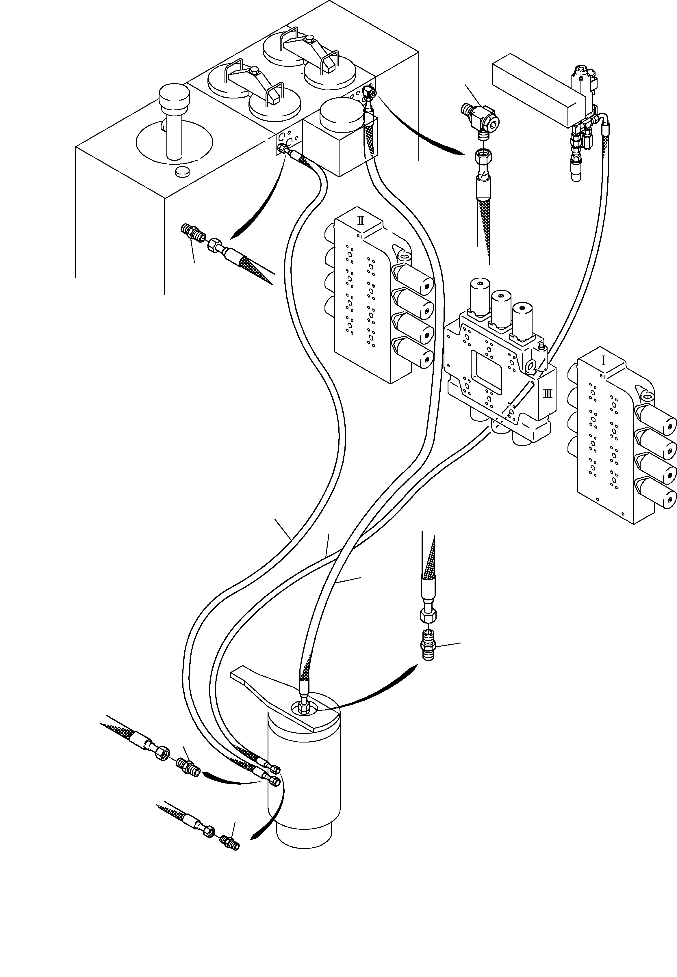 Komatsu parts book diagram for PC3000-6 S/N 46165: LINES ROTARY JOINT (ST,T,L)