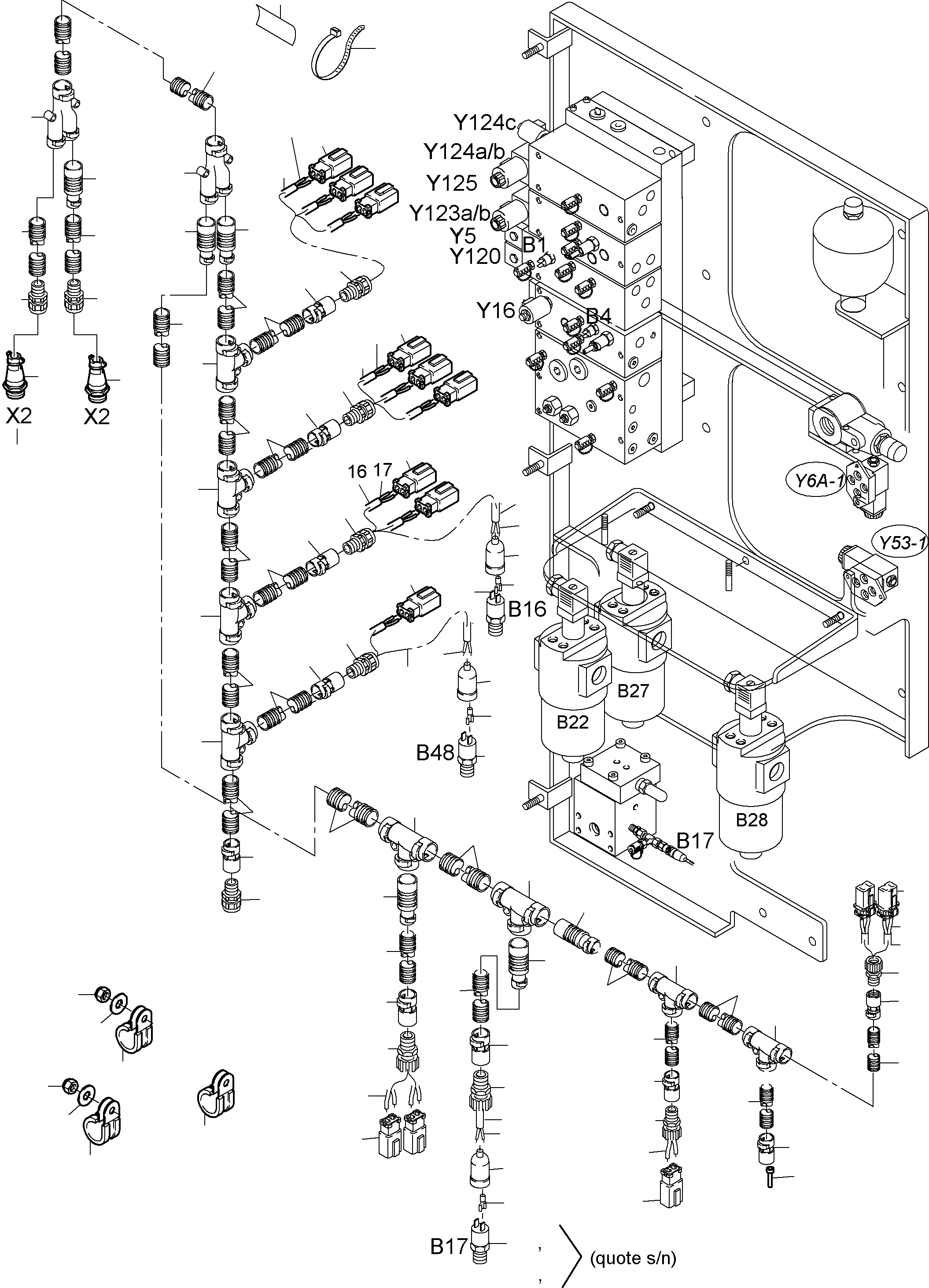 Komatsu parts book diagram for PC3000-6 S/N 46165: CABLES - CONTROL FRAME
