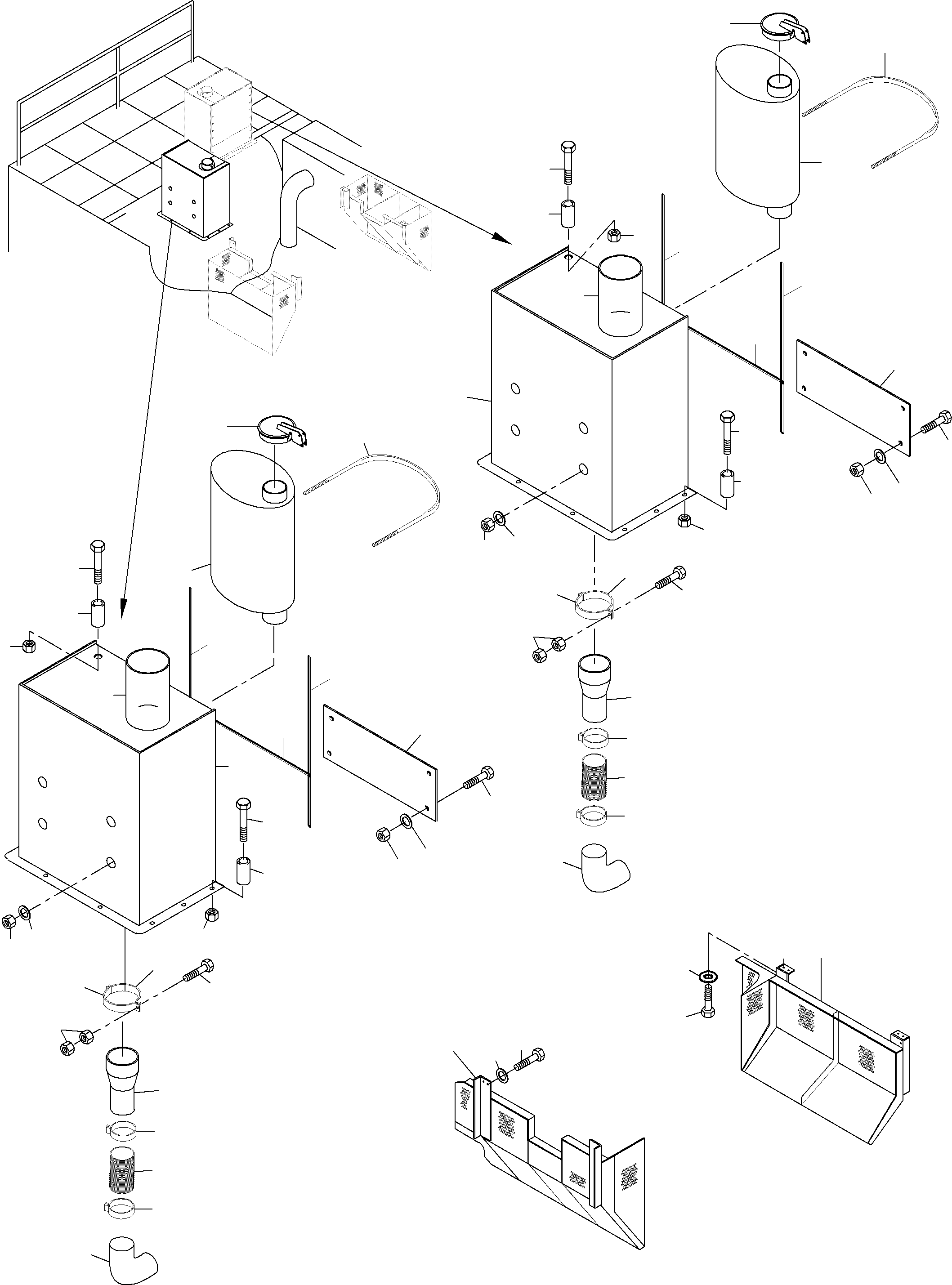 Komatsu parts book diagram for PC3000-6 S/N 46165: EXHAUST SYSTEM