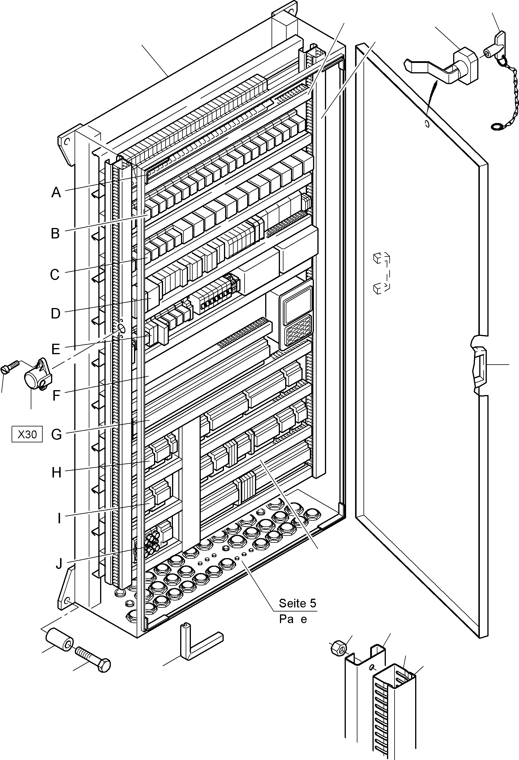 Komatsu parts book diagram for PC3000-6 S/N 46165: MAIN SWITCH BOX IN CAB SUPPORT