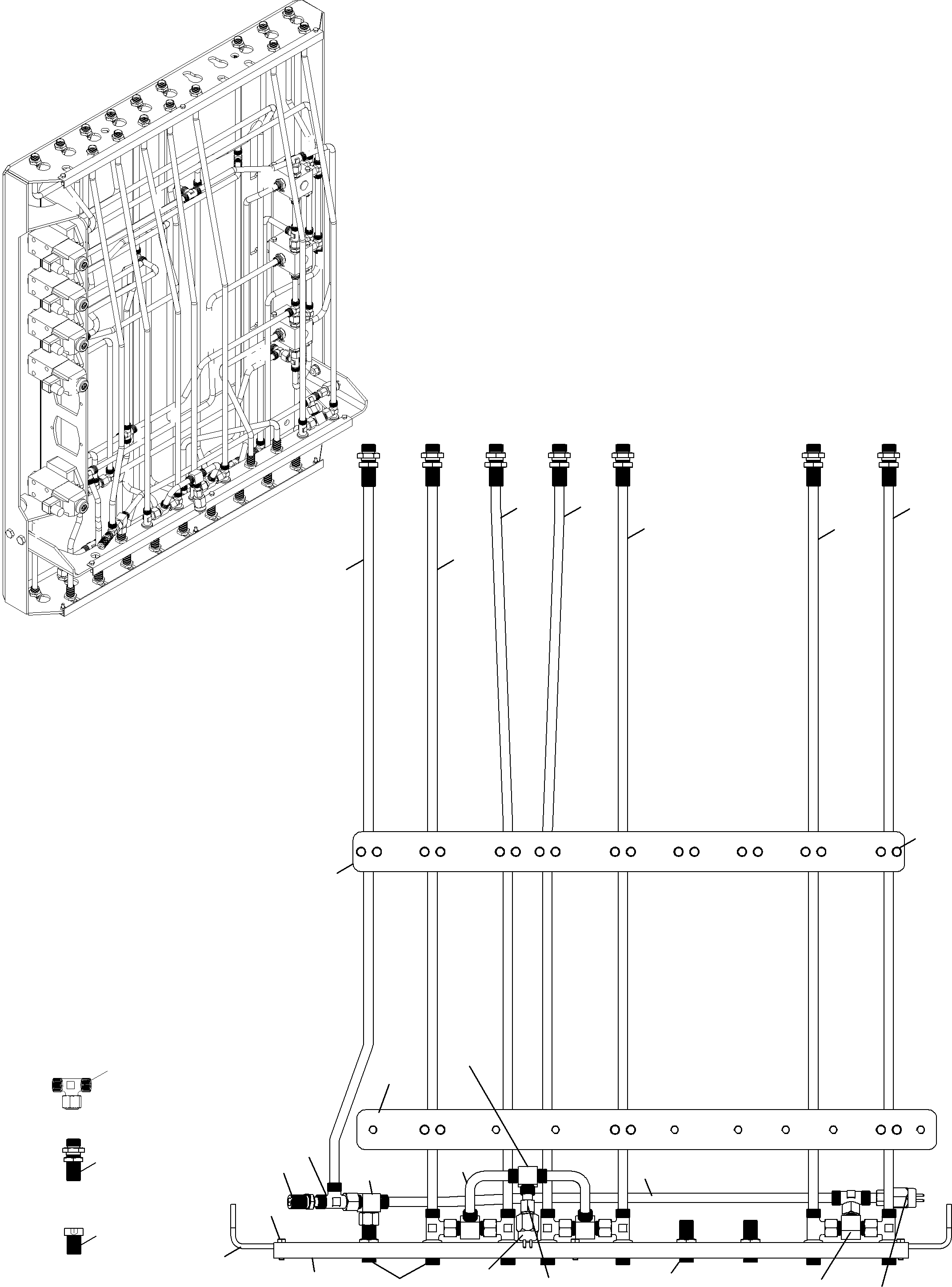 Komatsu parts book diagram for PC3000-6 S/N 46165: PIPES - PILOT CONTROL PLATE (BE)