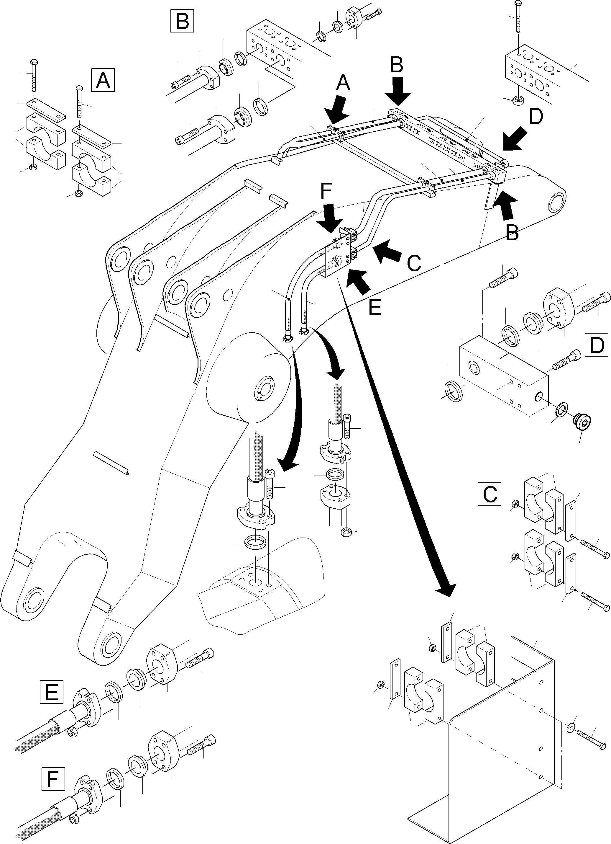 Komatsu parts book diagram for PC3000-6 S/N 46165: BACKHOE BOOM 8.6M