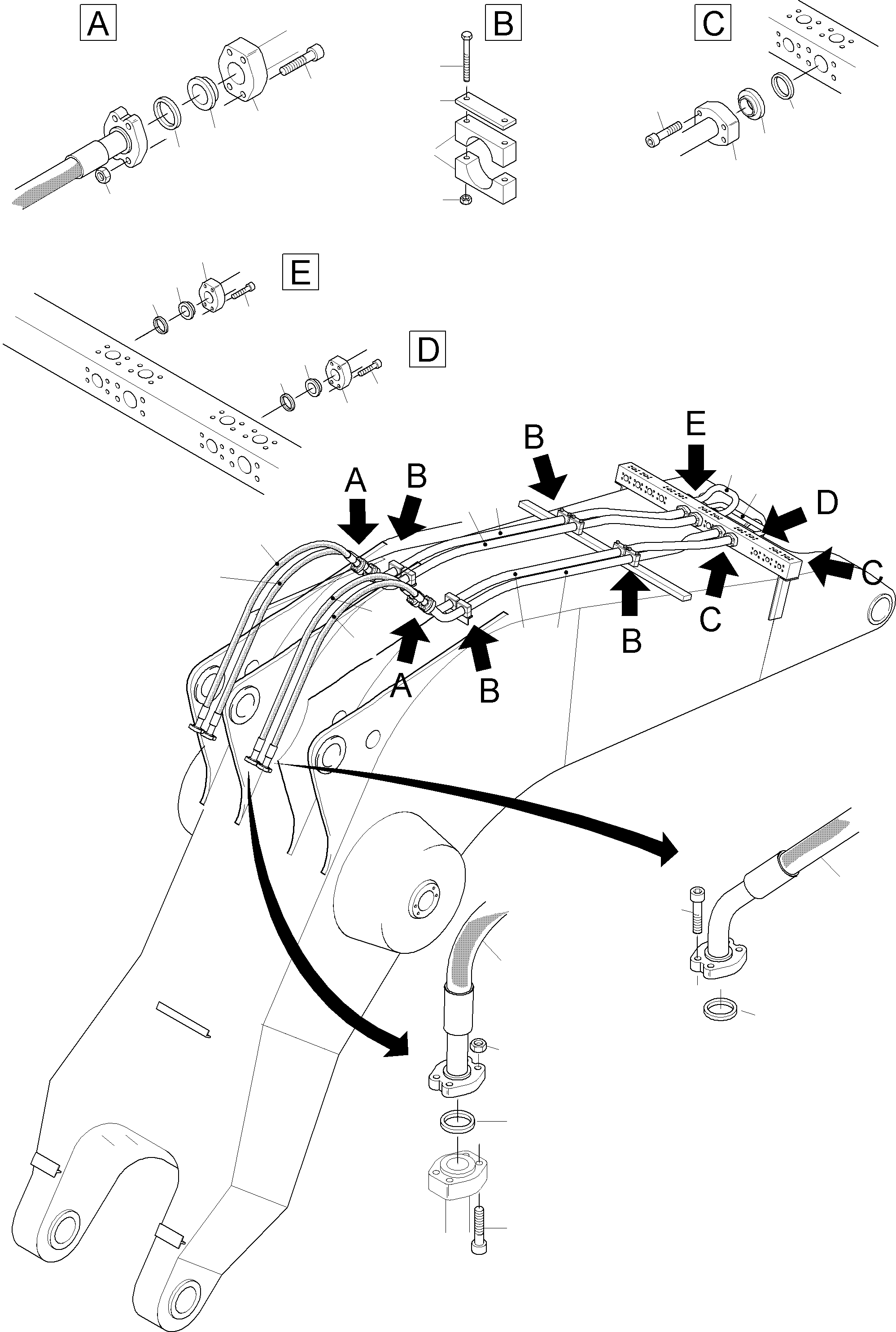 Komatsu parts book diagram for PC3000-6 S/N 46165: BACKHOE BOOM 8.6M