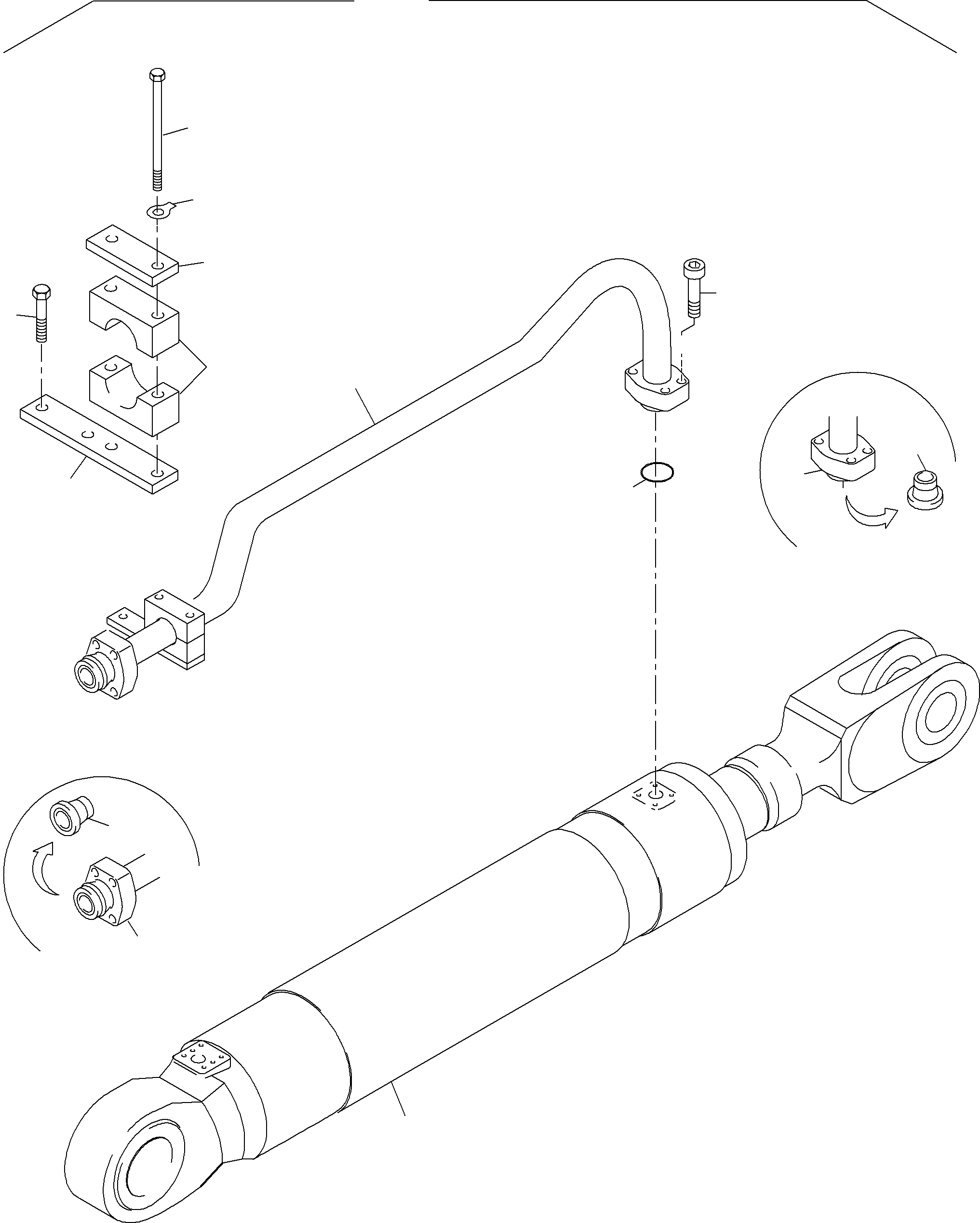 Komatsu parts book diagram for PC3000-6 S/N 46165: STICK CYLINDER WITH PIPES