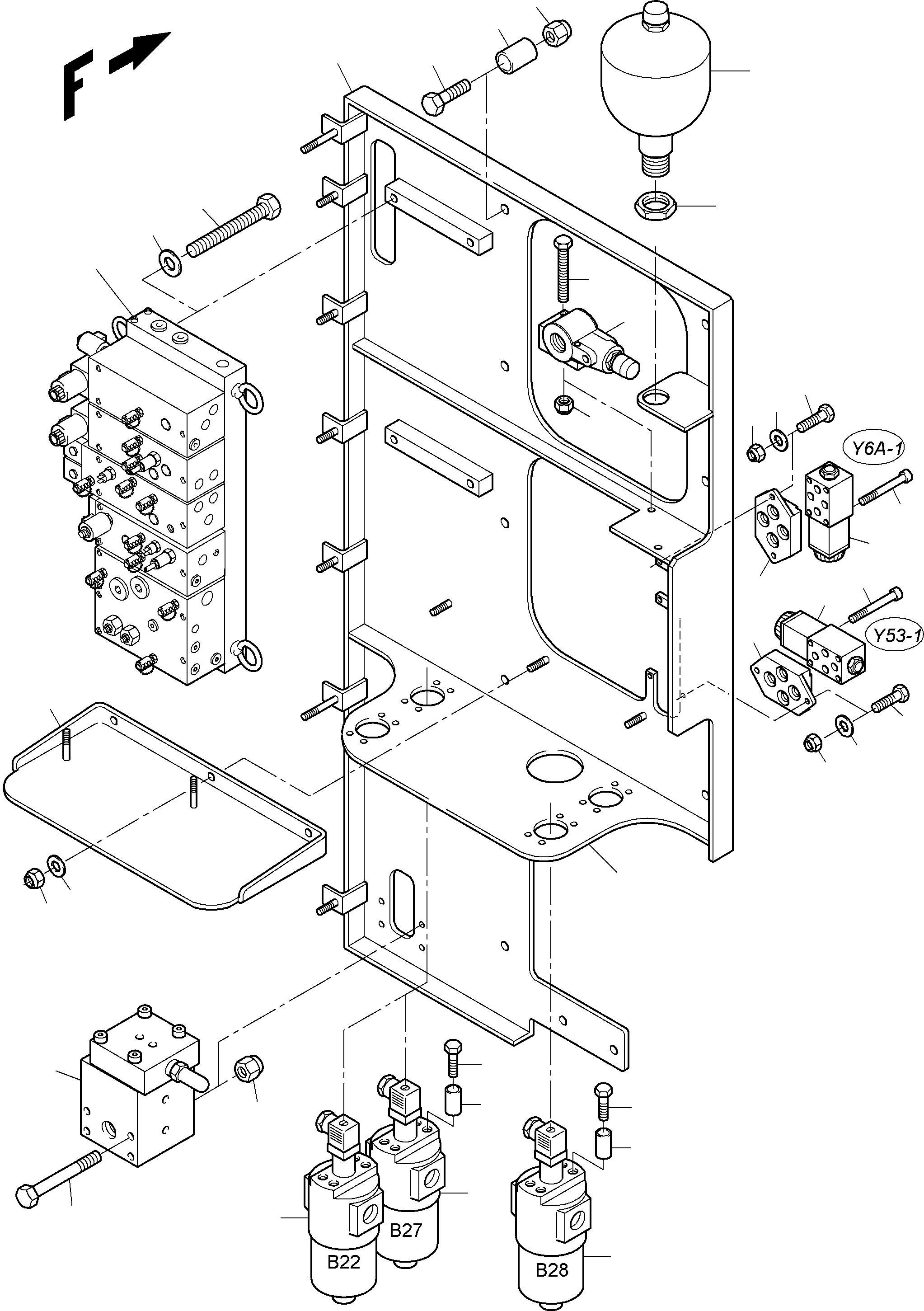 Komatsu parts book diagram for PC3000-6 S/N 46165: CONTROL- AND FILTER PLATE