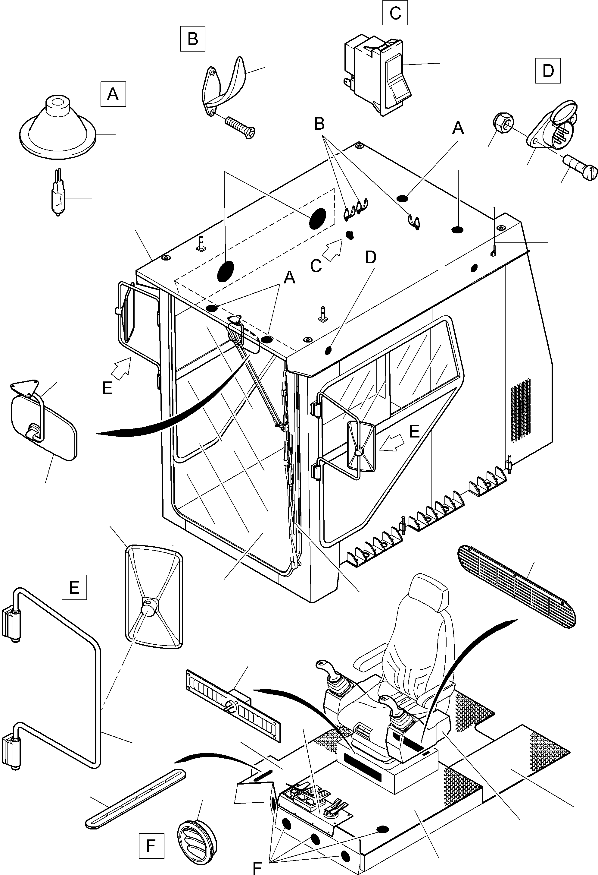 Komatsu parts book diagram for PC3000-6 S/N 46174: OPERATOR'S CAB