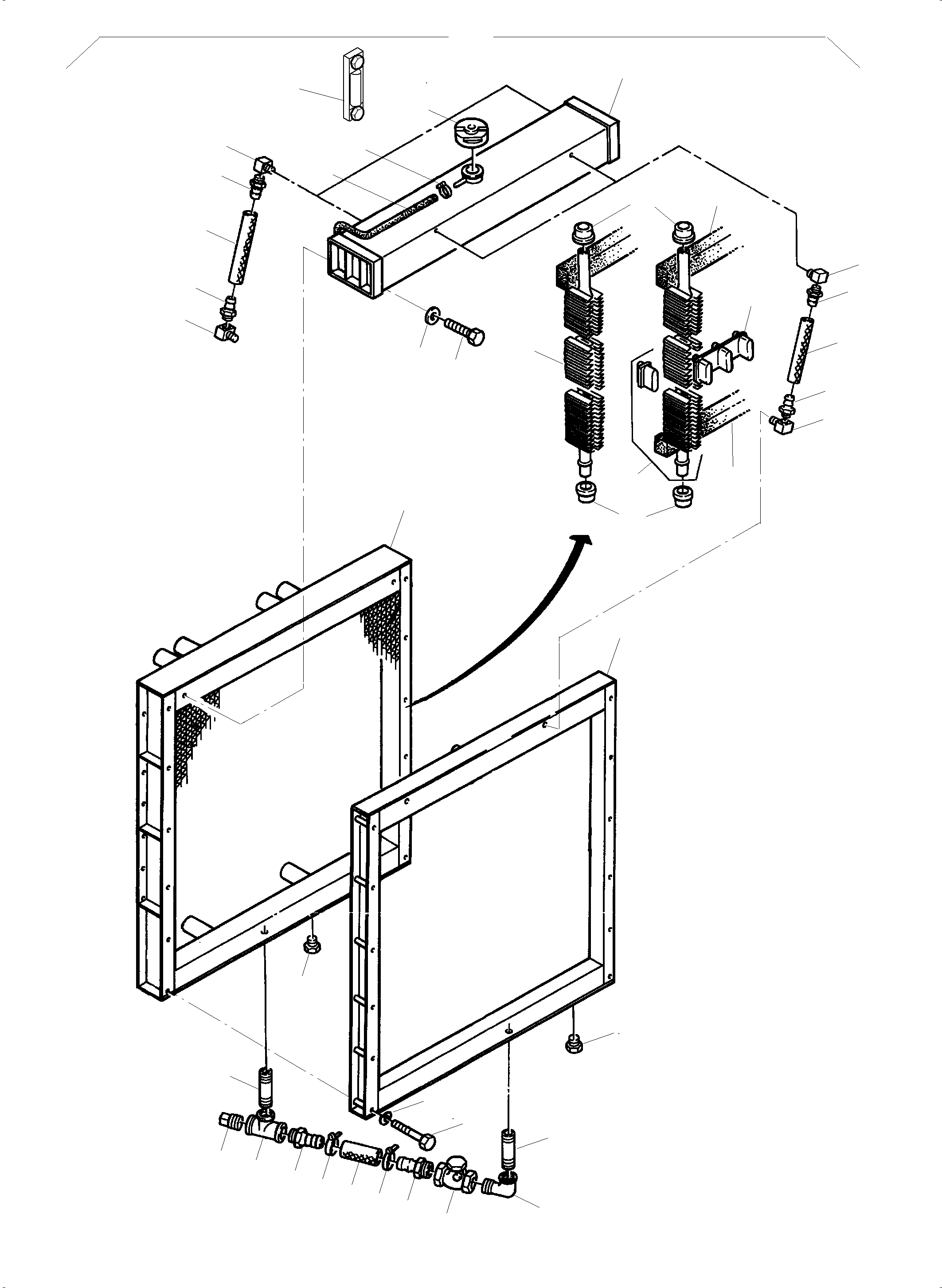 Komatsu parts book diagram for PC3000-6 S/N 46174: RADIATOR