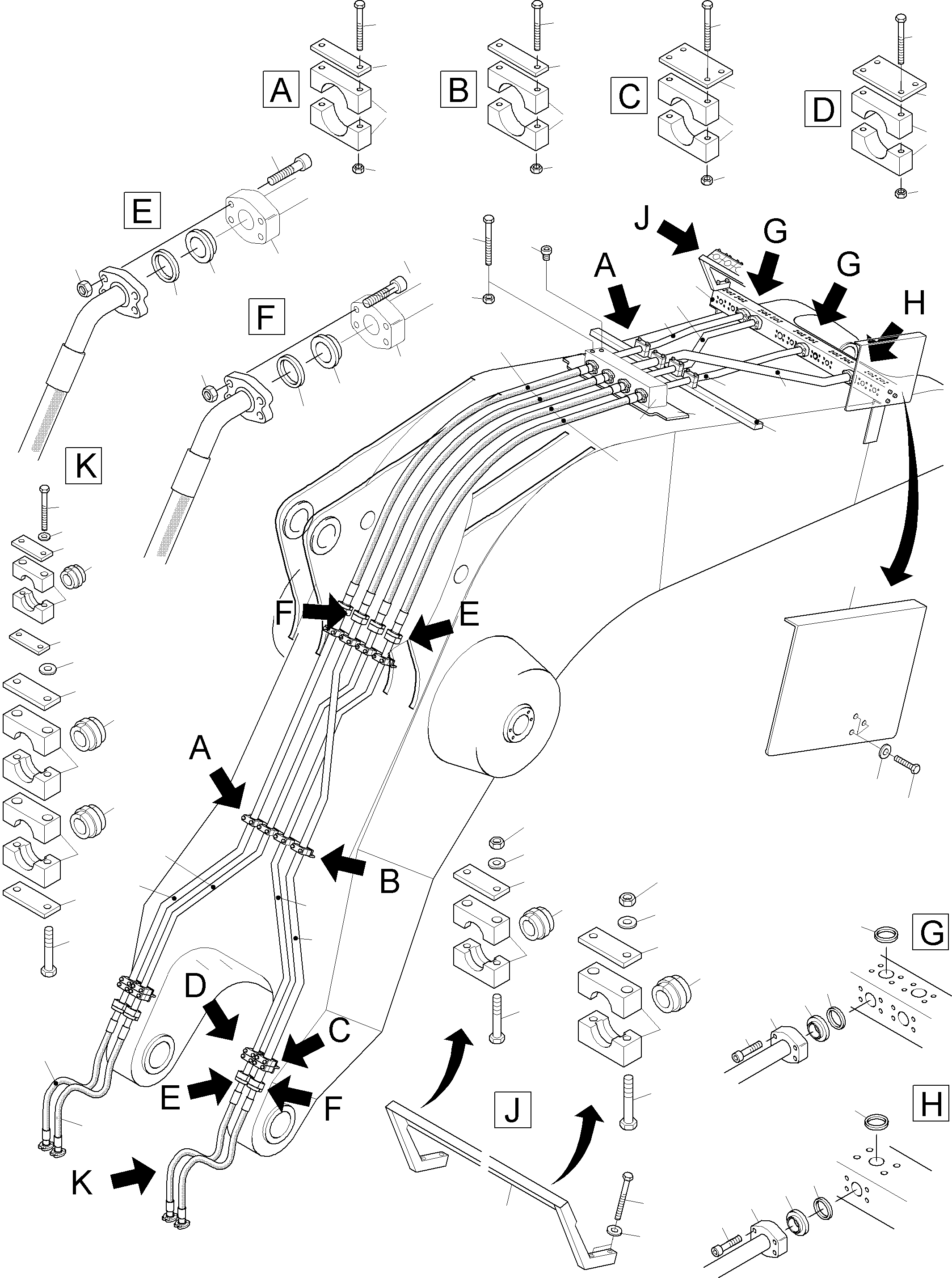 Komatsu parts book diagram for PC3000-6 S/N 46174: BACKHOE BOOM 8.6M