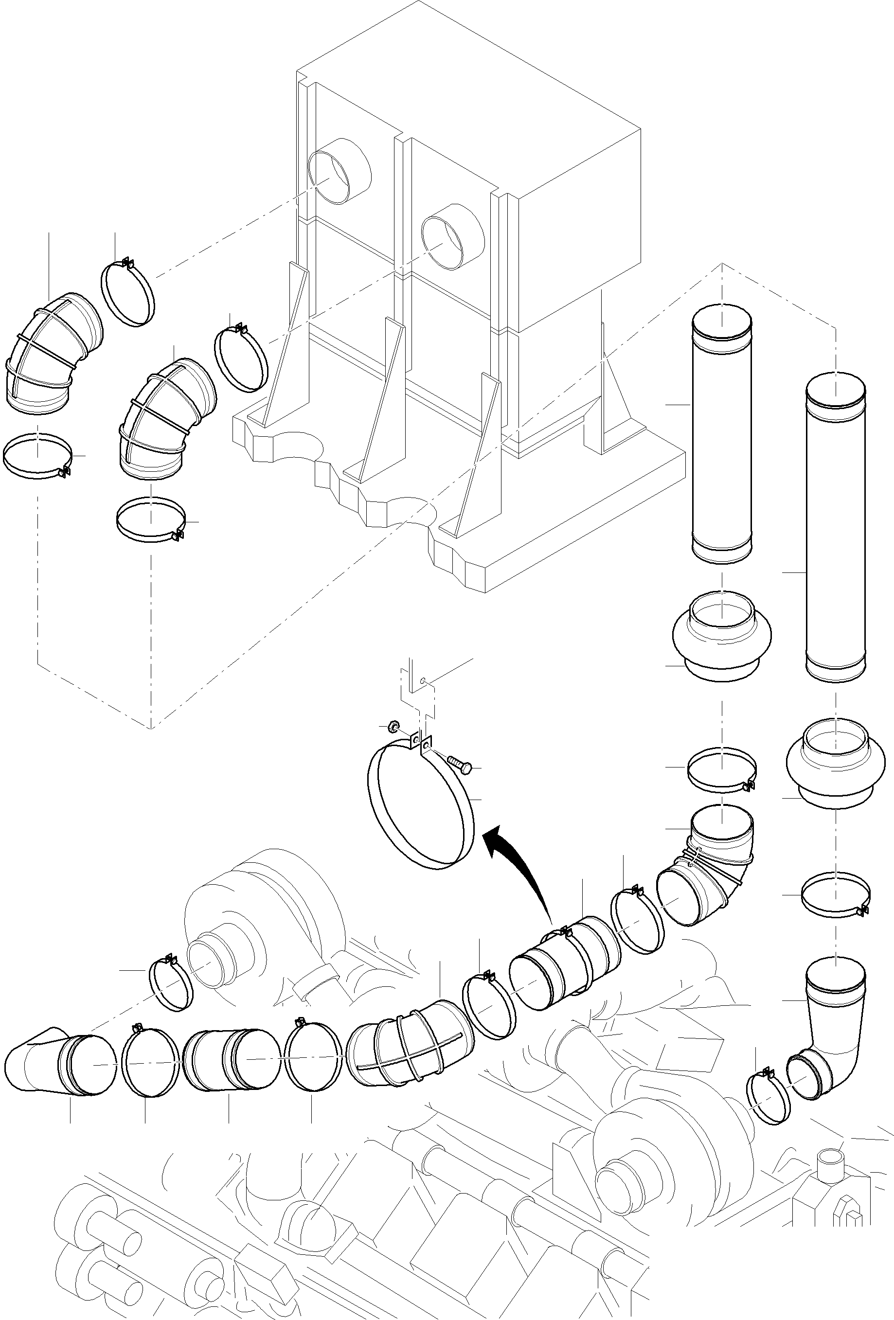Komatsu parts book diagram for PC3000-6 S/N 46174: AIR INTAKE LINES