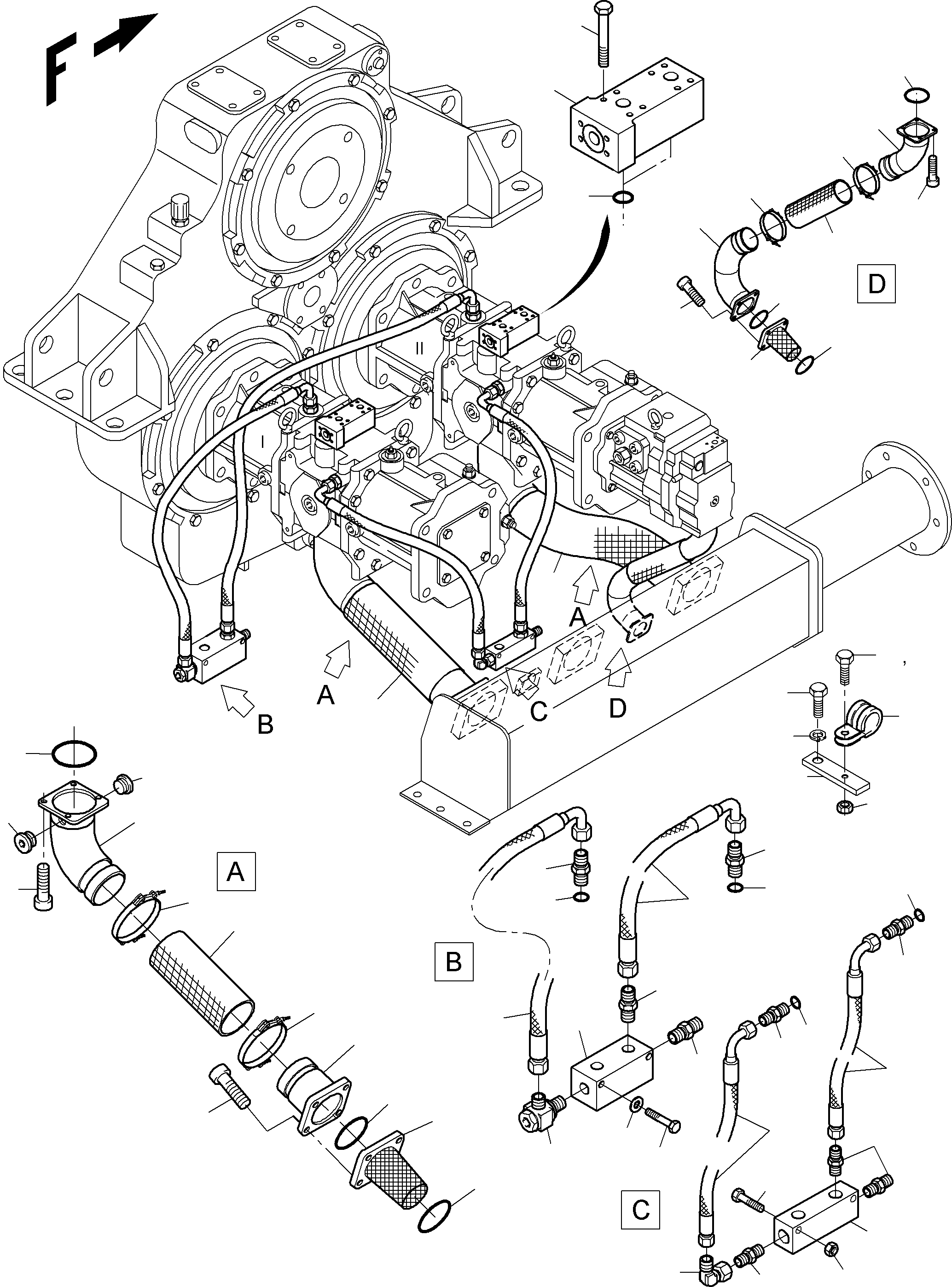 Komatsu parts book diagram for PC3000-6 S/N 46174: SUCTION LINES