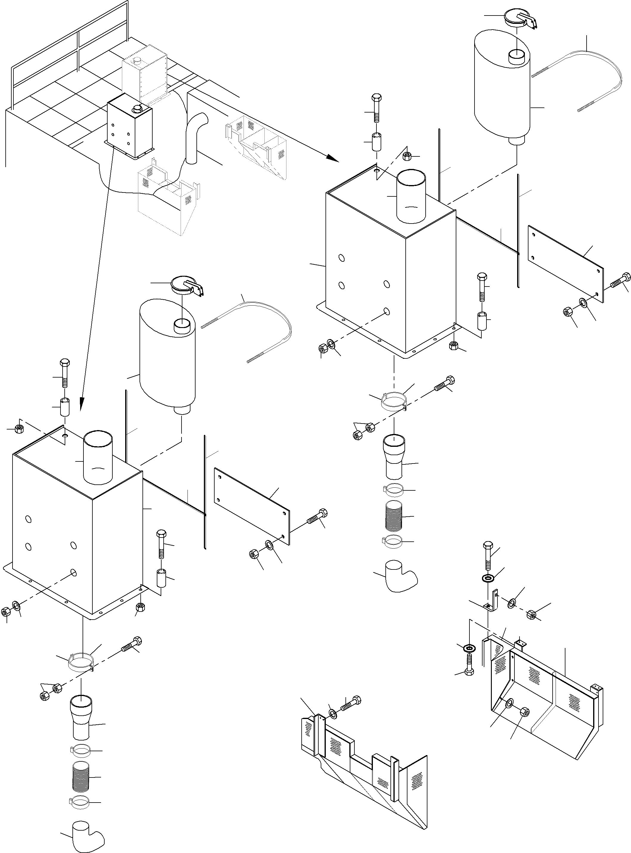 Komatsu parts book diagram for PC3000-6 S/N 46174: EXHAUST SYSTEM