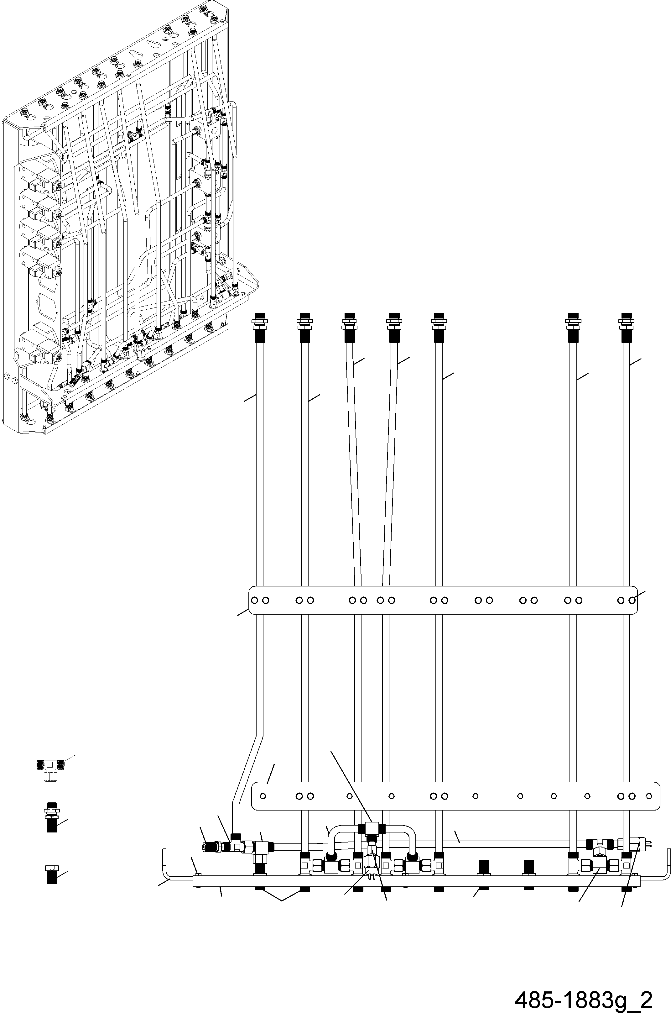 Komatsu parts book diagram for PC3000-6 S/N 46174: PIPES - PILOT CONTROL PLATE (BE)