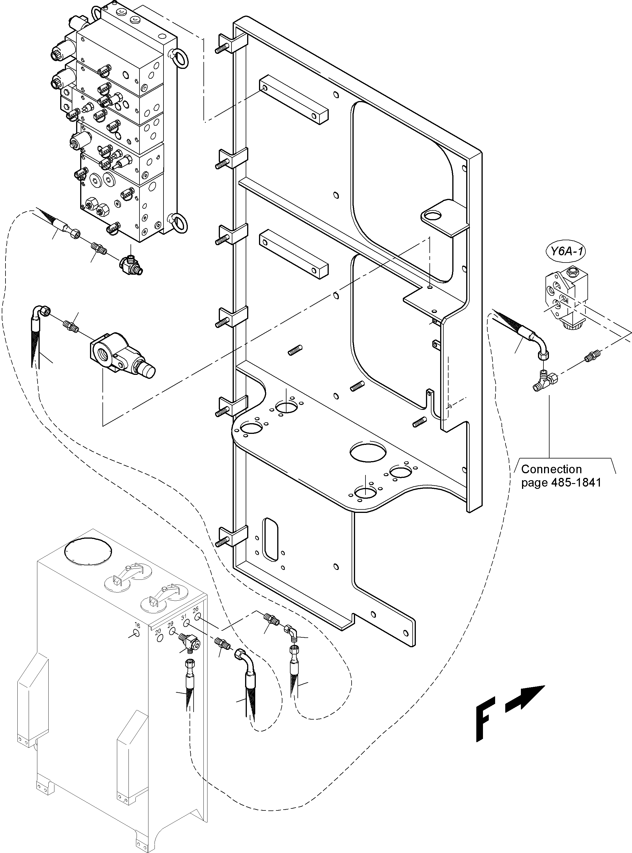 Komatsu parts book diagram for PC3000-6 S/N 46174: TANK LINES CONTROL- AND FILTER PLATE