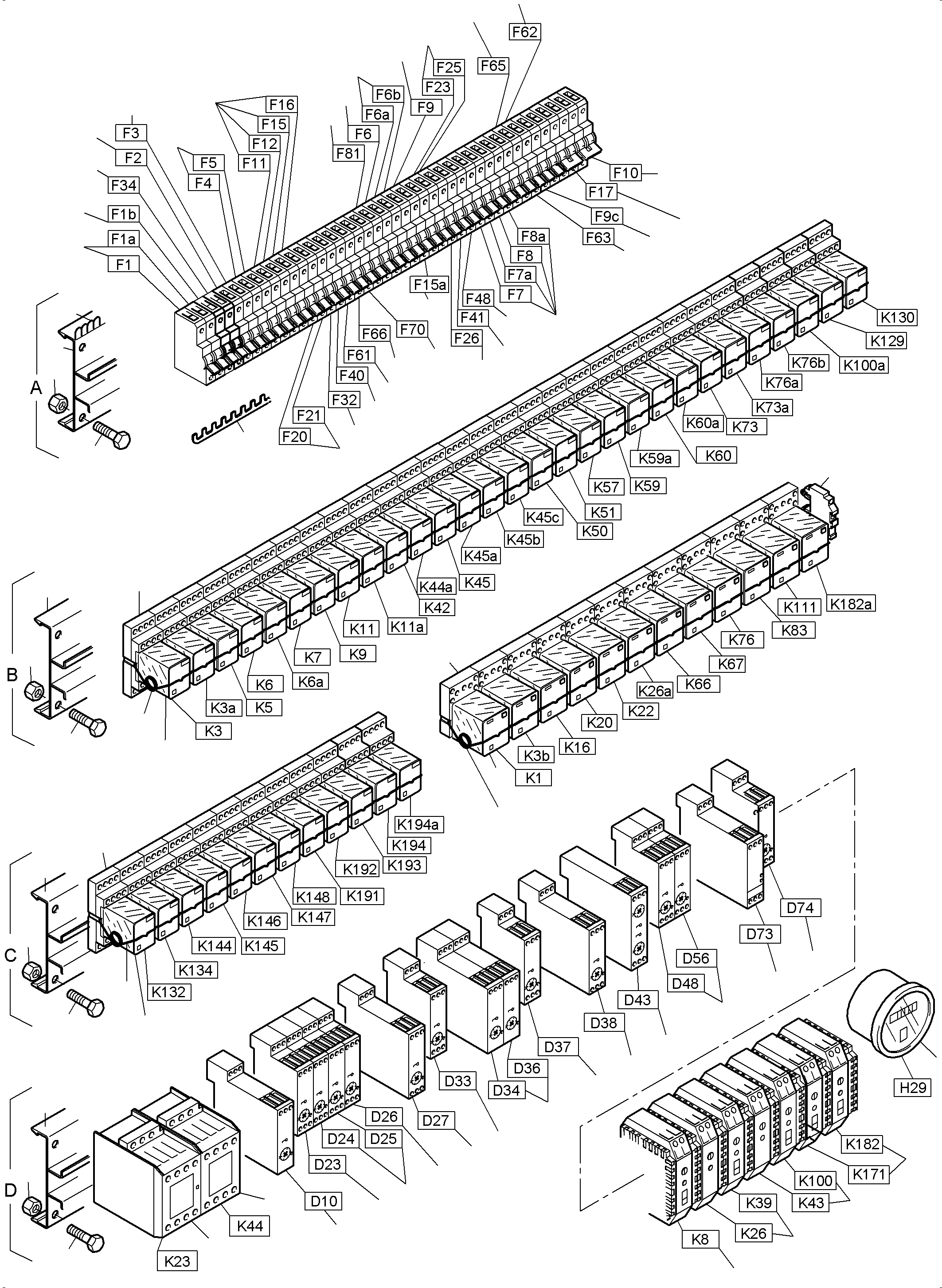 Komatsu parts book diagram for PC3000-6 S/N 46230: MAIN SWITCH BOX X2