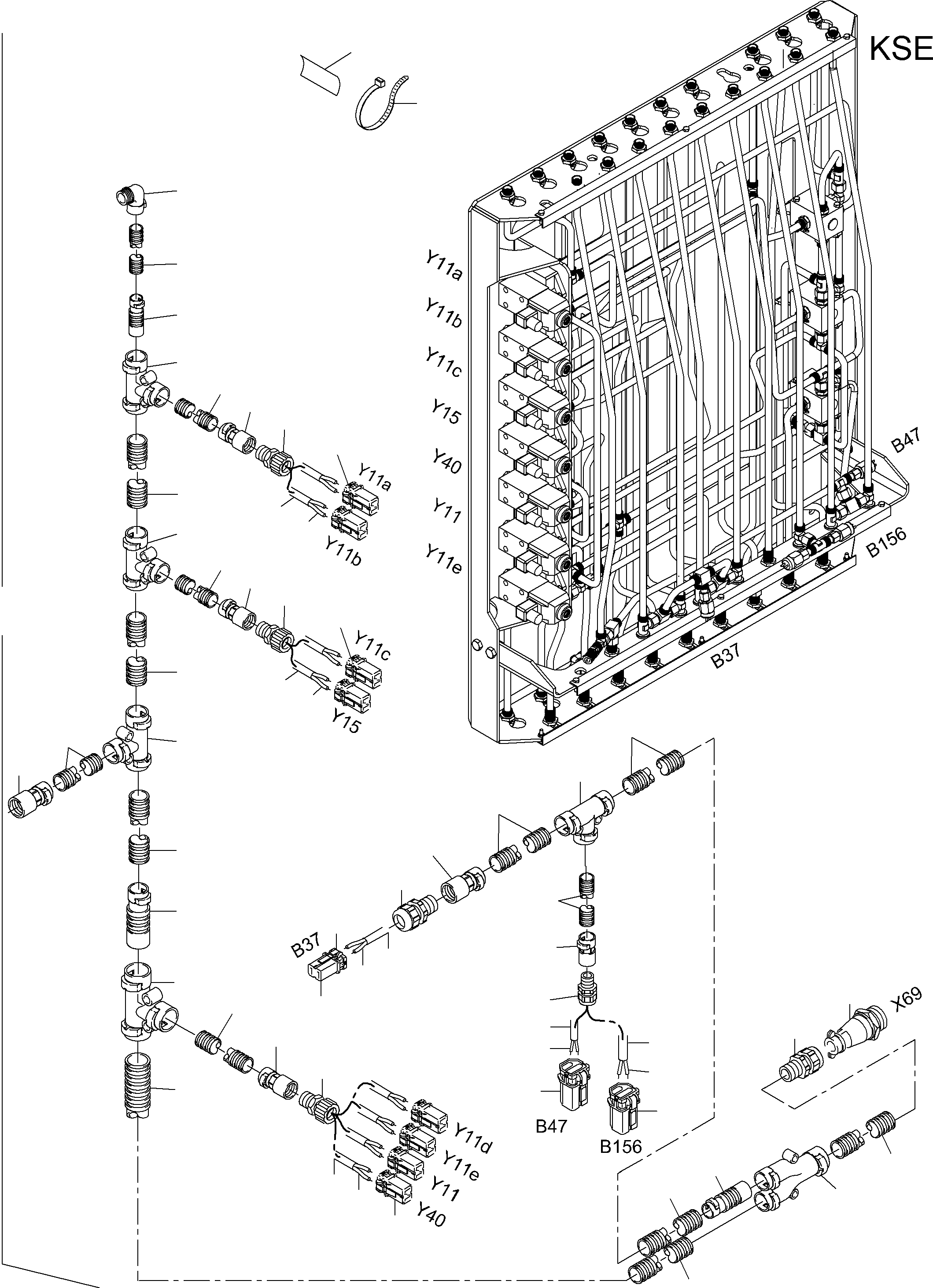 Komatsu parts book diagram for PC3000-6 S/N 46235: CABLES - PILOT CONTROL FRAME