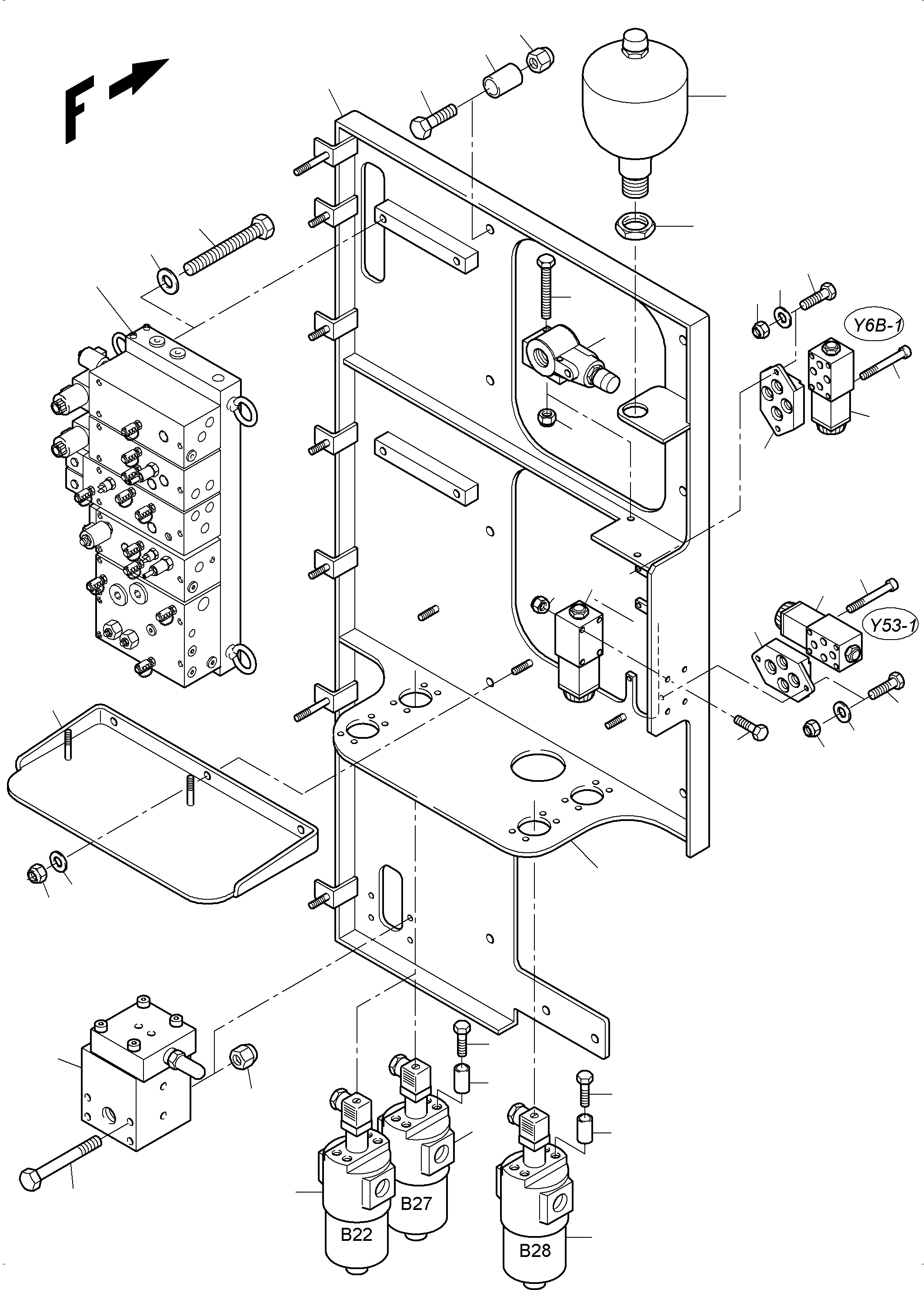 Komatsu parts book diagram for PC3000-6 S/N 46235: CONTROL- AND FILTER PLATE