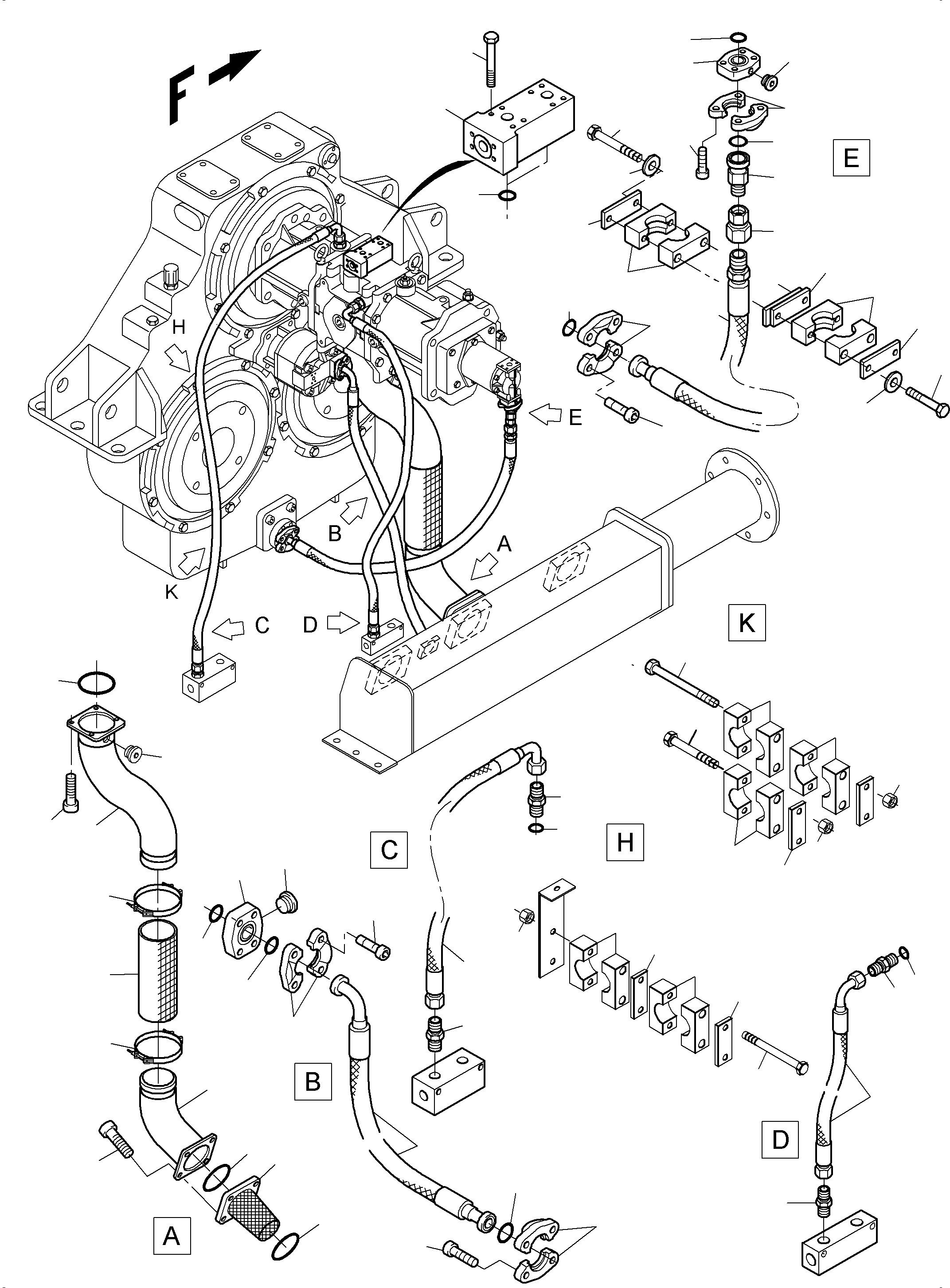 Komatsu parts book diagram for PC3000-6 S/N 46235: SUCTION LINES